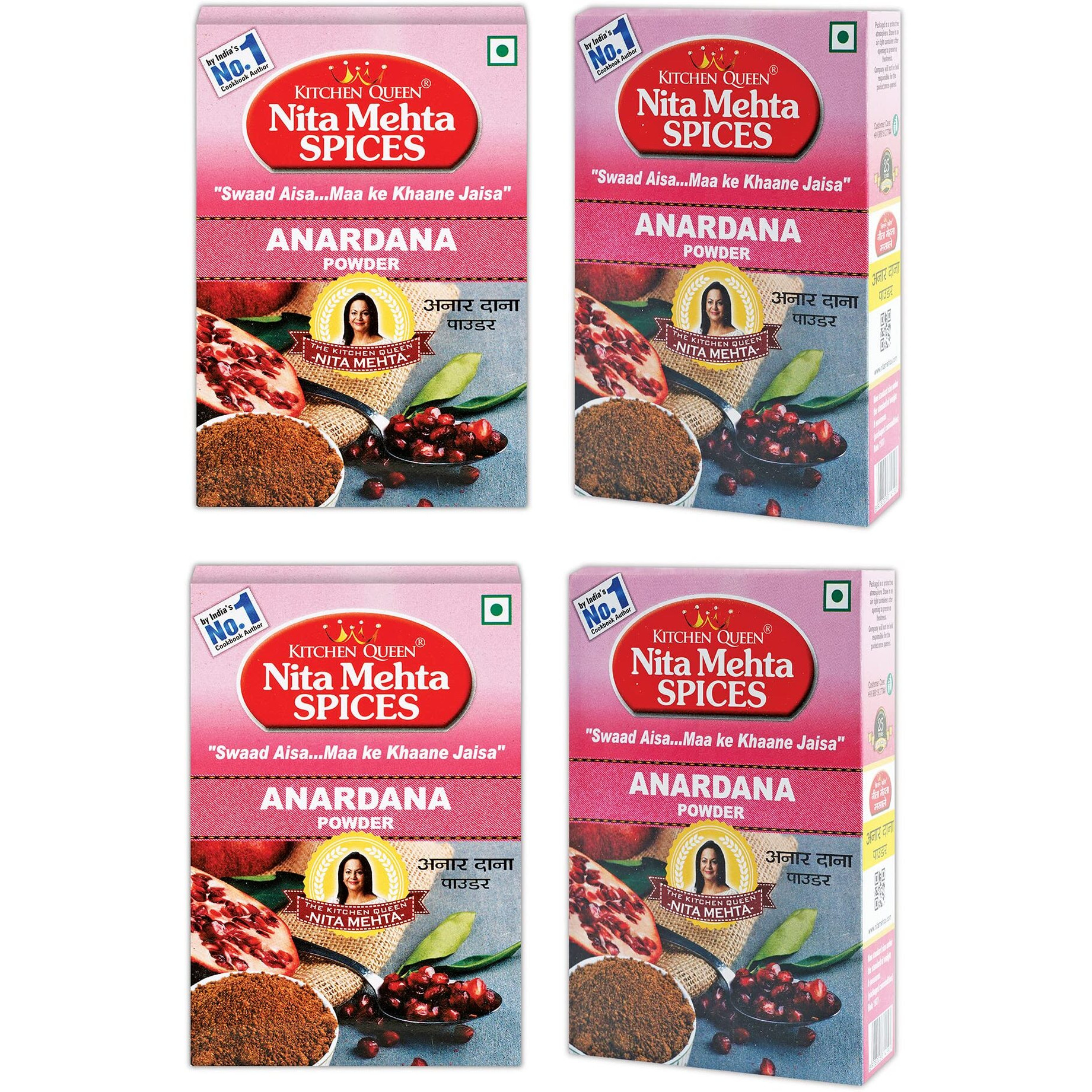 KITCHEN QUEEN NITA MEHTA Anardana Powder 400g | Perfect for Chhole, Stuffed Dishes, Dal Tadka, Chutneys | Dry Pomegranate Seeds (ANARDANA POWDER, 400g | Pack 4)