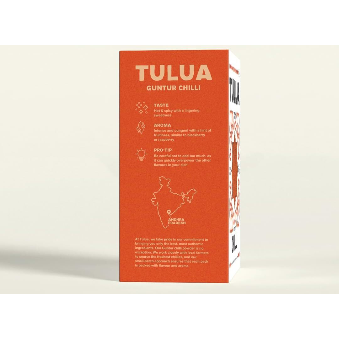 Tulua Guntur Chilli Premium Powder (Lal Mirch) - 100gm Each Pack of 3 | Naturally Processed with Natural Oils | 100% Natural and Organic | Sourced From Guntur | Made with Sun-Dried Chillies