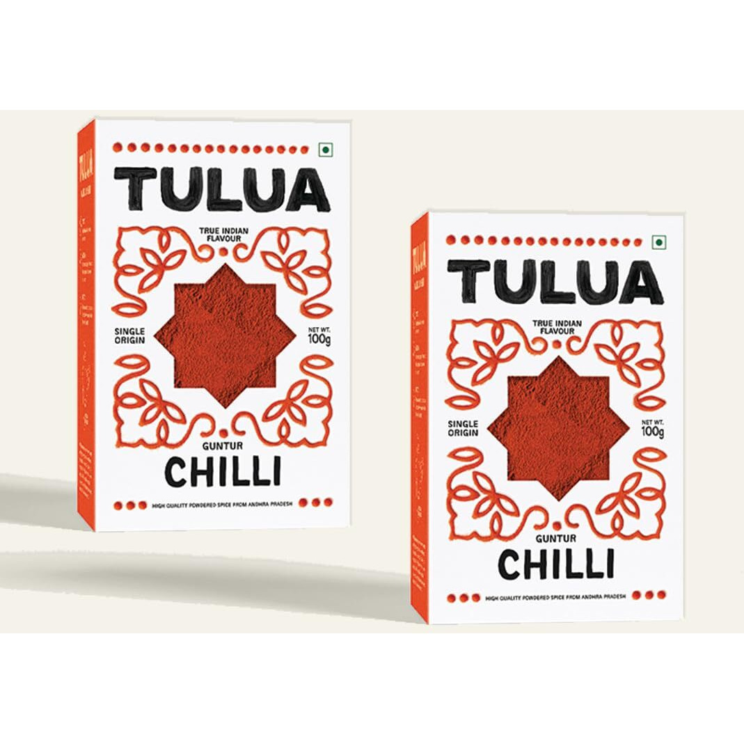 Tulua Guntur Chilli Premium Powder (Lal Mirch) - 100gm Each Pack of 2 | Naturally Processed with Natural Oils | 100% Natural and Organic | Sourced From Guntur | Made with Sun-Dried Chillies