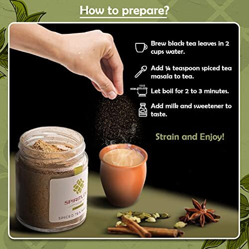 SPIRITUDE Tea Masala Powder 100Gm 200 Cups Chai Masala Powder Kadak Chai With 7 Aromatic Spices Organic Ingredients, Invigorating, Refreshing, Immunity Booster With No Preservative Pack Of 2