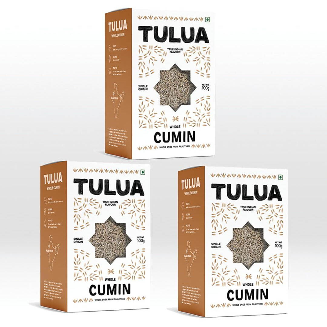 Tulua Whole Cumin Seeds (Jeera) -100gm Each Pack of 3 | Natural and Organic Zeera | Chemical Free & Pesticides Free | Pure and Fresh Indian Spices