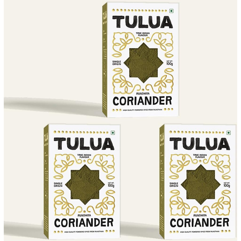 Tulua Coriander Premium Powder (Dhaniya) - 100gm Each Pack of 3 | Naturally Processed and Grounded with Natural Oils | 100% Natural and Organic | Made with Freshest Coriander Seeds
