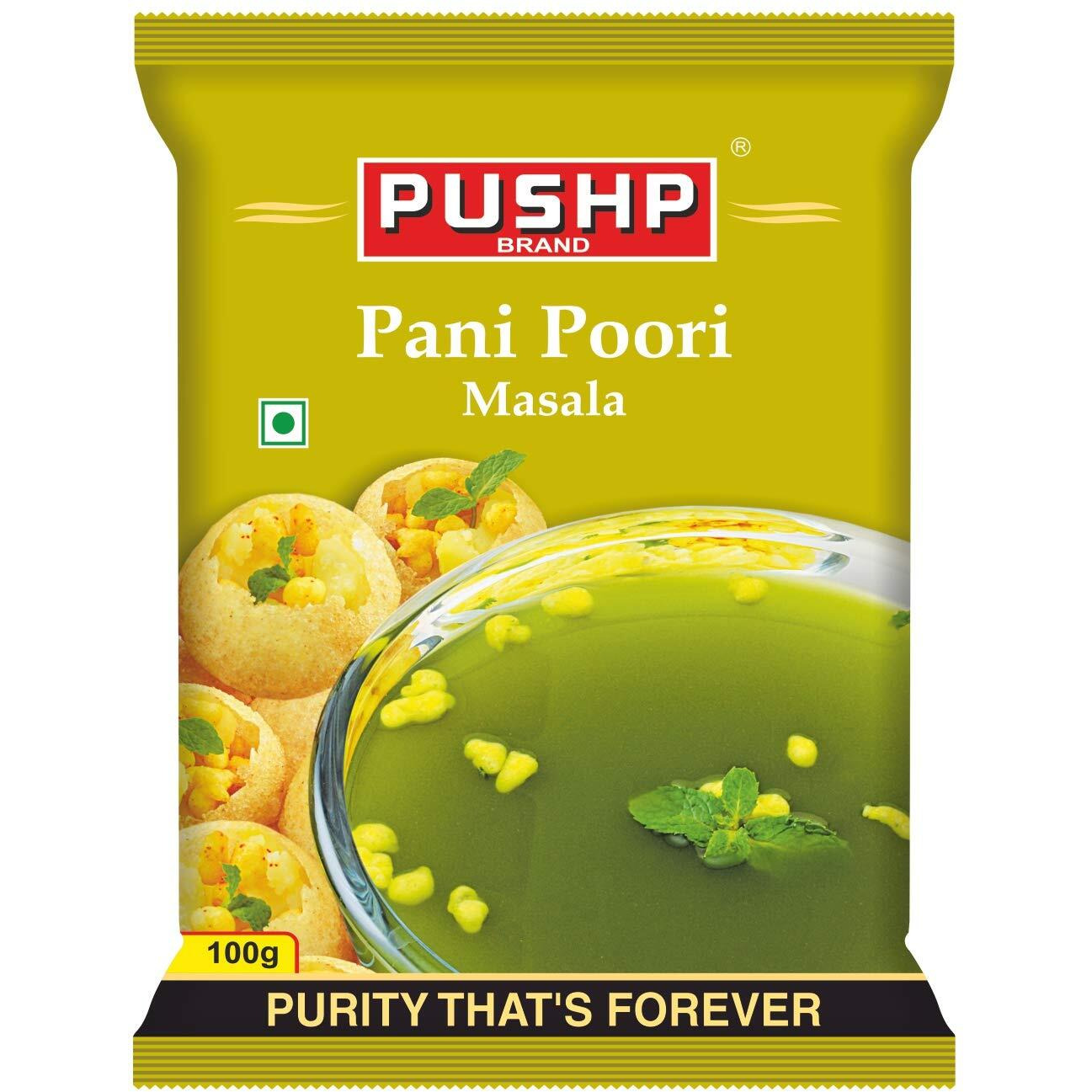 Pushp Brand Panipuri Masala Pouch (Pack of 1, 100g pack) (Pack of 1)