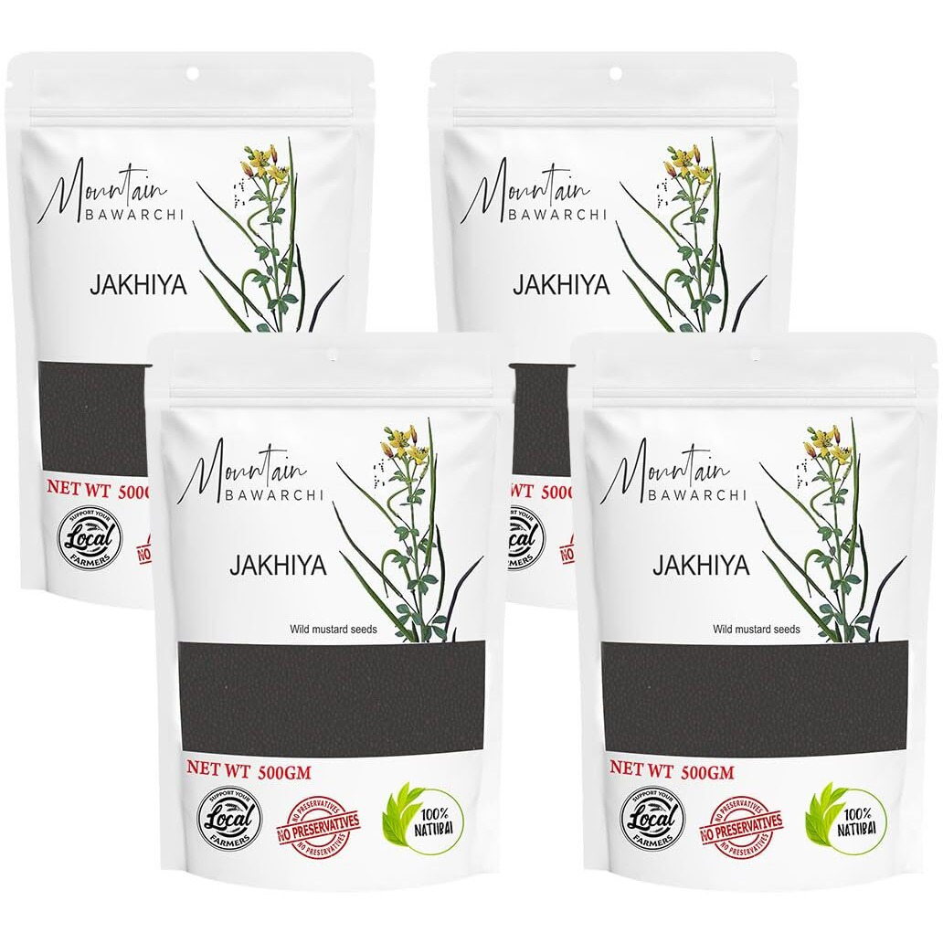 Mountain Bawarchi Jakhiya - 2 Kg | Black Jakhiya Seeds | Wild Mustard Seed | Rai Seeds | 500g, Pack of 4