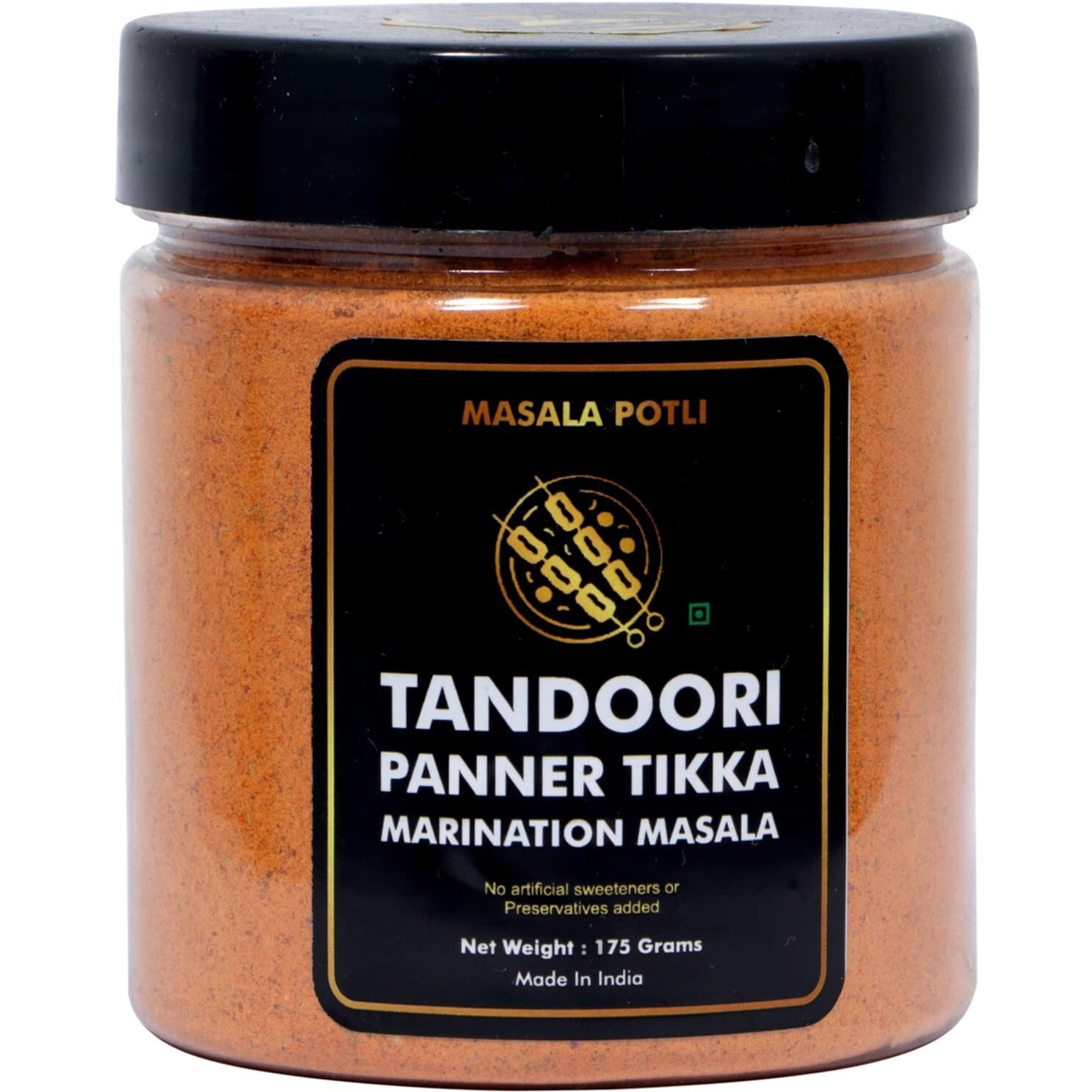 MASALA POTLI Tandoori Paneer Tikka / BBQ Marination Masala -175 Grams / 6.17 Oz | Medium Spicy | Barbeque, Tandoor, Grill, Air Fry & Deep Fry [Without Preservative]