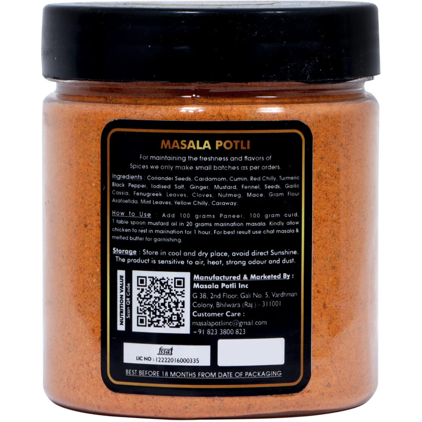 MASALA POTLI Tandoori Paneer Tikka / BBQ Marination Masala -175 Grams / 6.17 Oz | Medium Spicy | Barbeque, Tandoor, Grill, Air Fry & Deep Fry [Without Preservative]