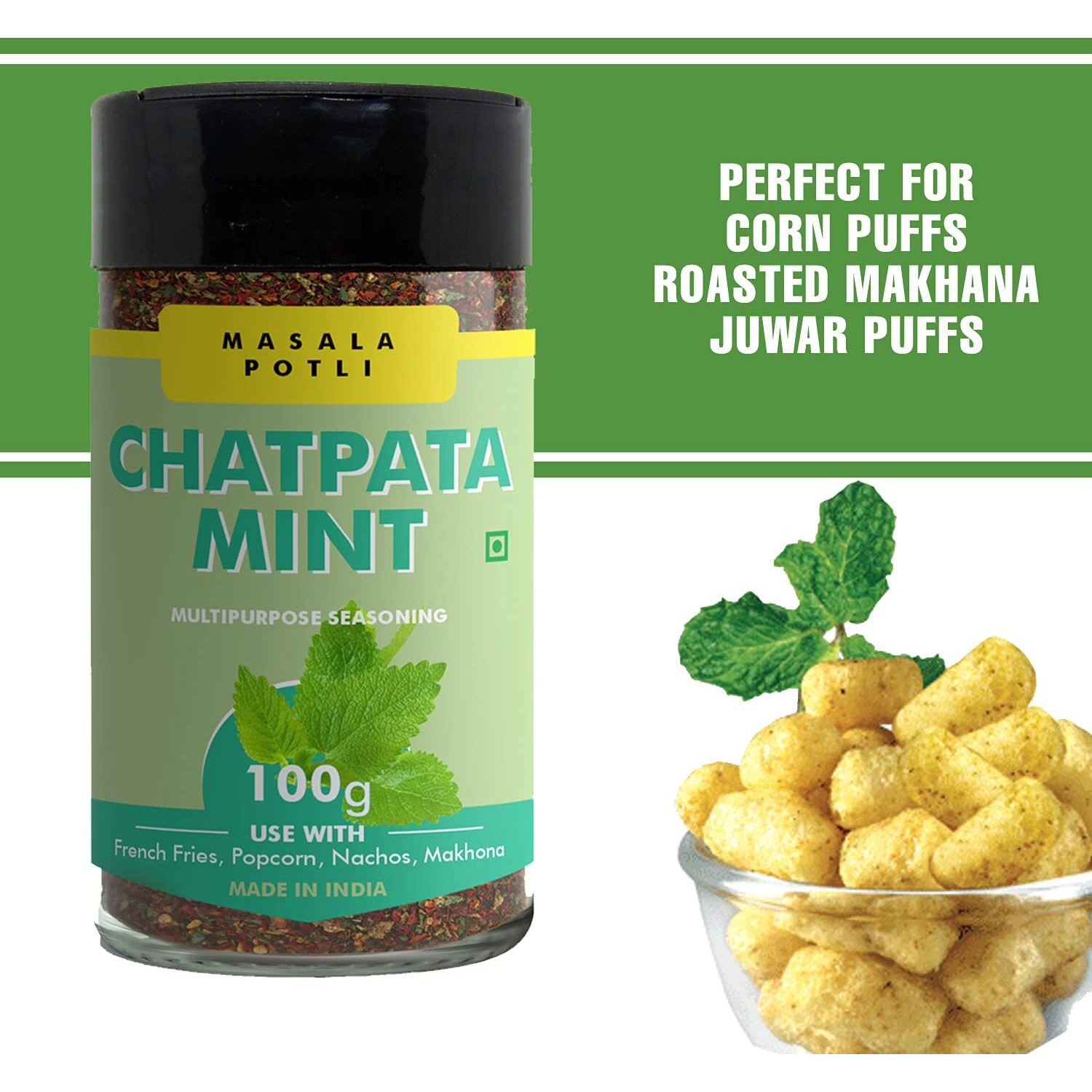 Masala Potli Multi Purpose Popcorn French Fries Nachos Makhana Seasoning (Chatpata Mint)
