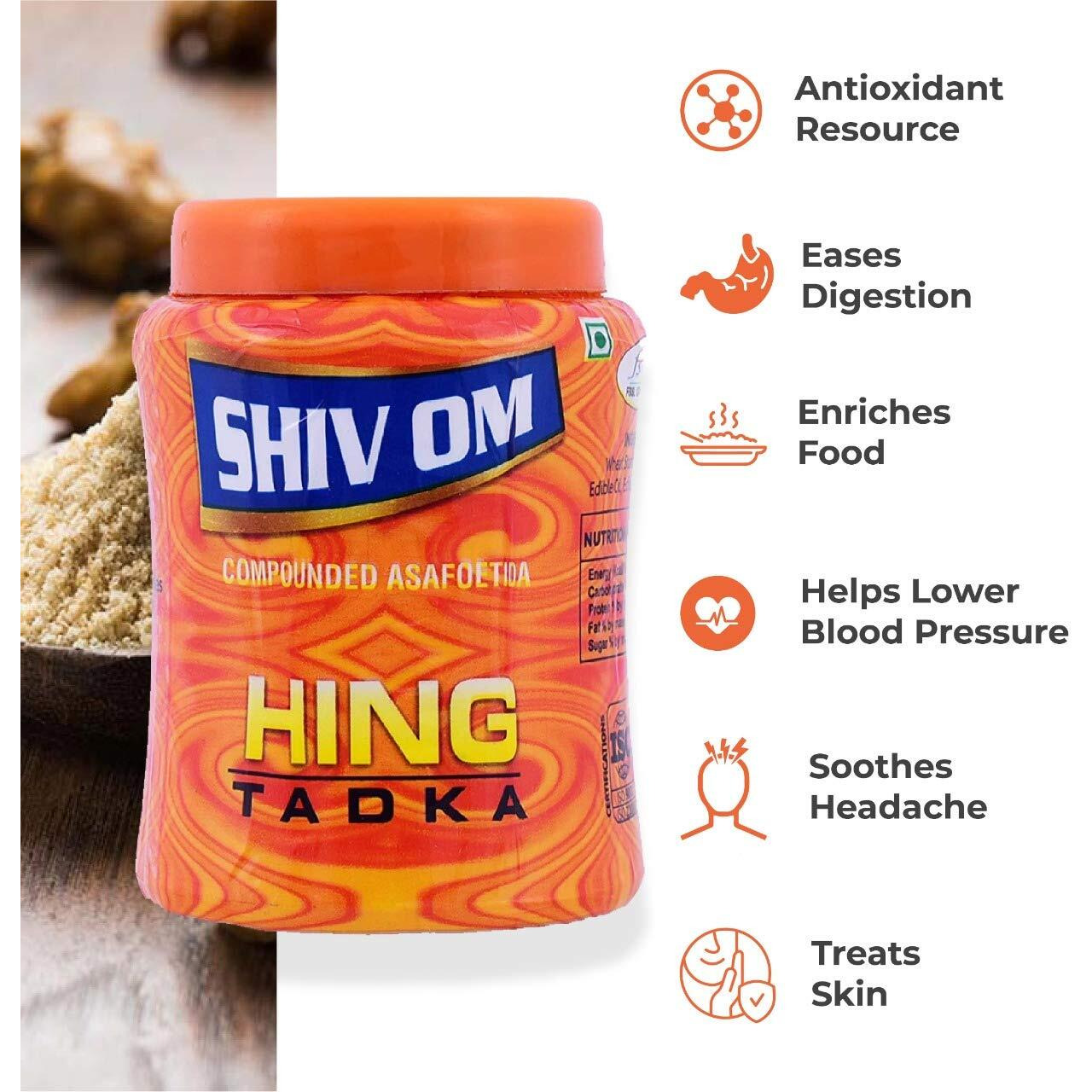 SHIVOM BRAND Tadka Hing Powder | Natural & Healthy Compounded Asafoetida Powder | (220 GM)