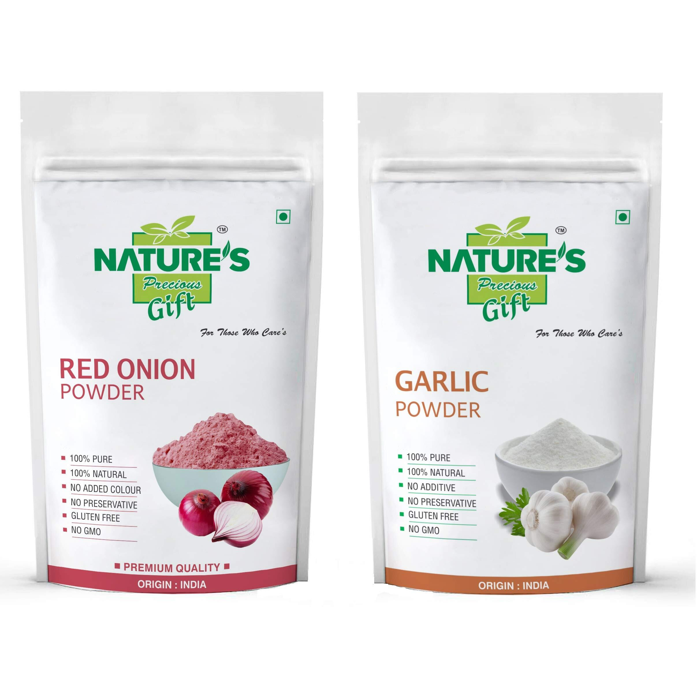 NATURES GIFT - FOR THOSE WHO CARES Red Onion Powder & Garlic Powder - 1 KG Each (Super Saver Combo Pack)