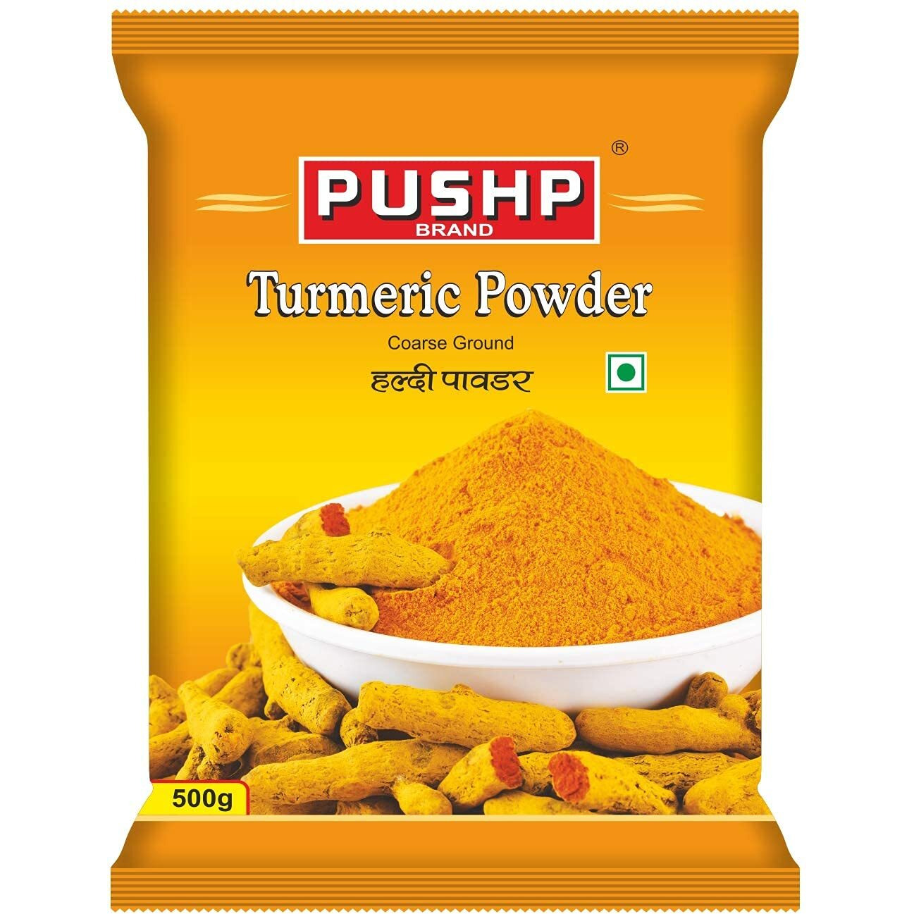 Pushp Brand Combo Pack 500g Each (Kashmiri red chilli Powder, Turmeric Powder) - Combo Spices PacK