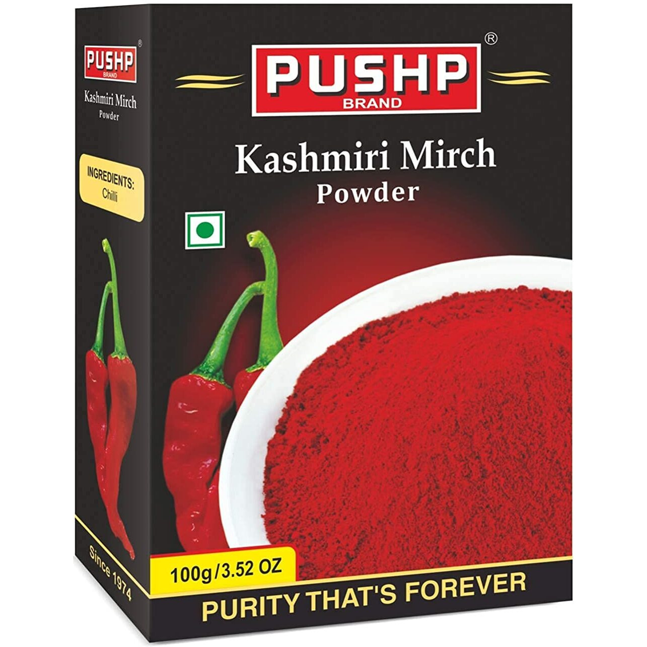 Pushp Brand Kasmiri Red Chilli Powder (100gm Pack of 10)