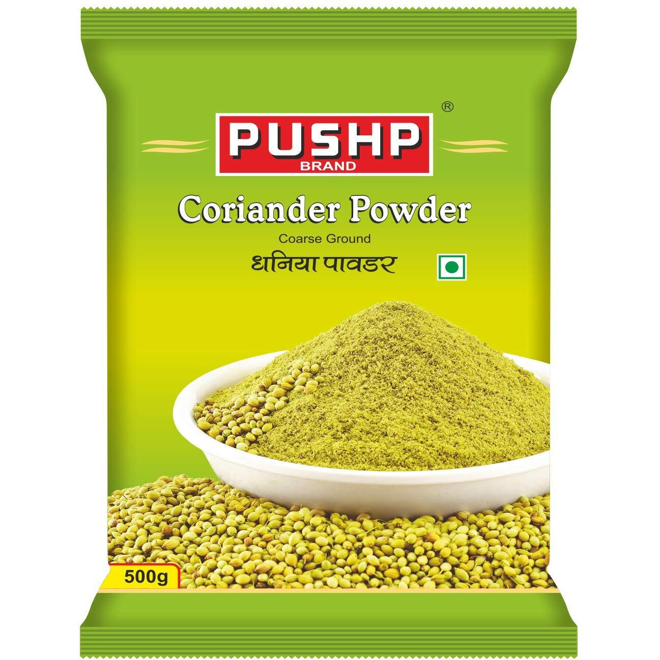 Pushp Brand Combo Pack (Chilli Powder 500g, Turmeric Powder 500g, Coriander Powder 500g,Hing 50g) - Combo Spices Pack