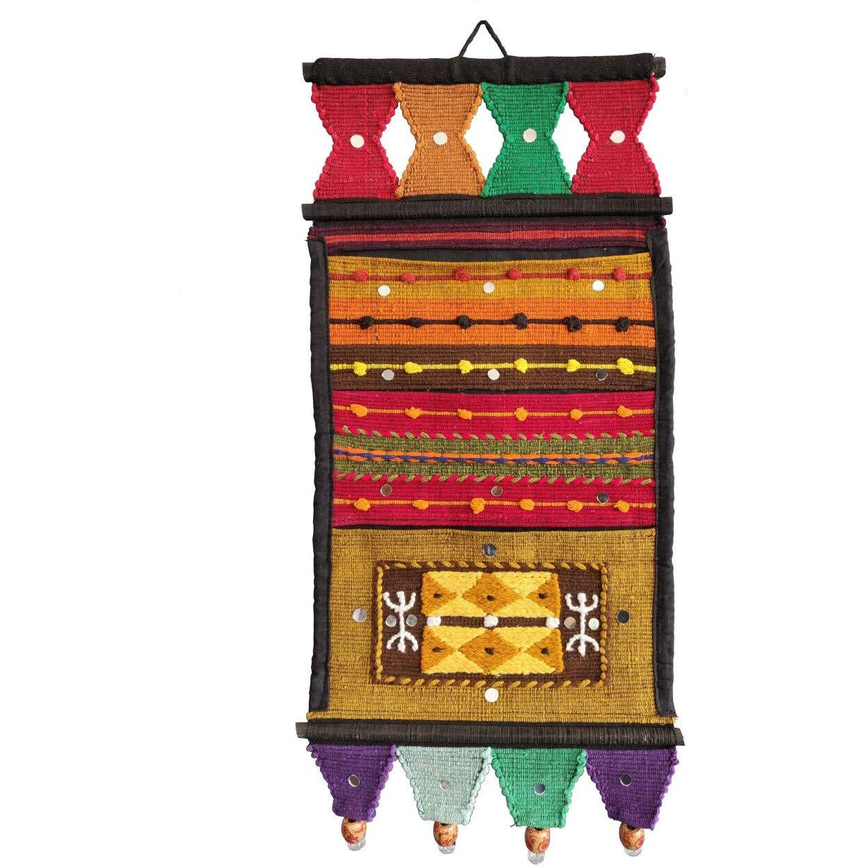 VARUNAVI Handloom Cotton Letter Magazine Holder wall Hanging Home Decor Tapestry 23" X 10"