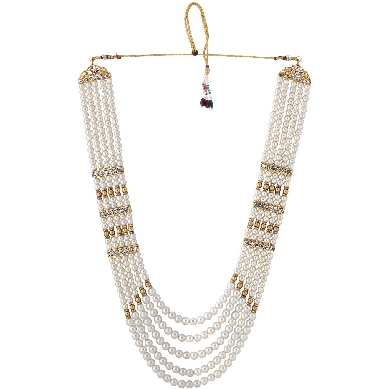 Yellow Chimes Dulahmala For Mens White Beads Pearl Necklace Jewellery for Groom Dulha Moti Mal Haar For Men Sherwani Necklace