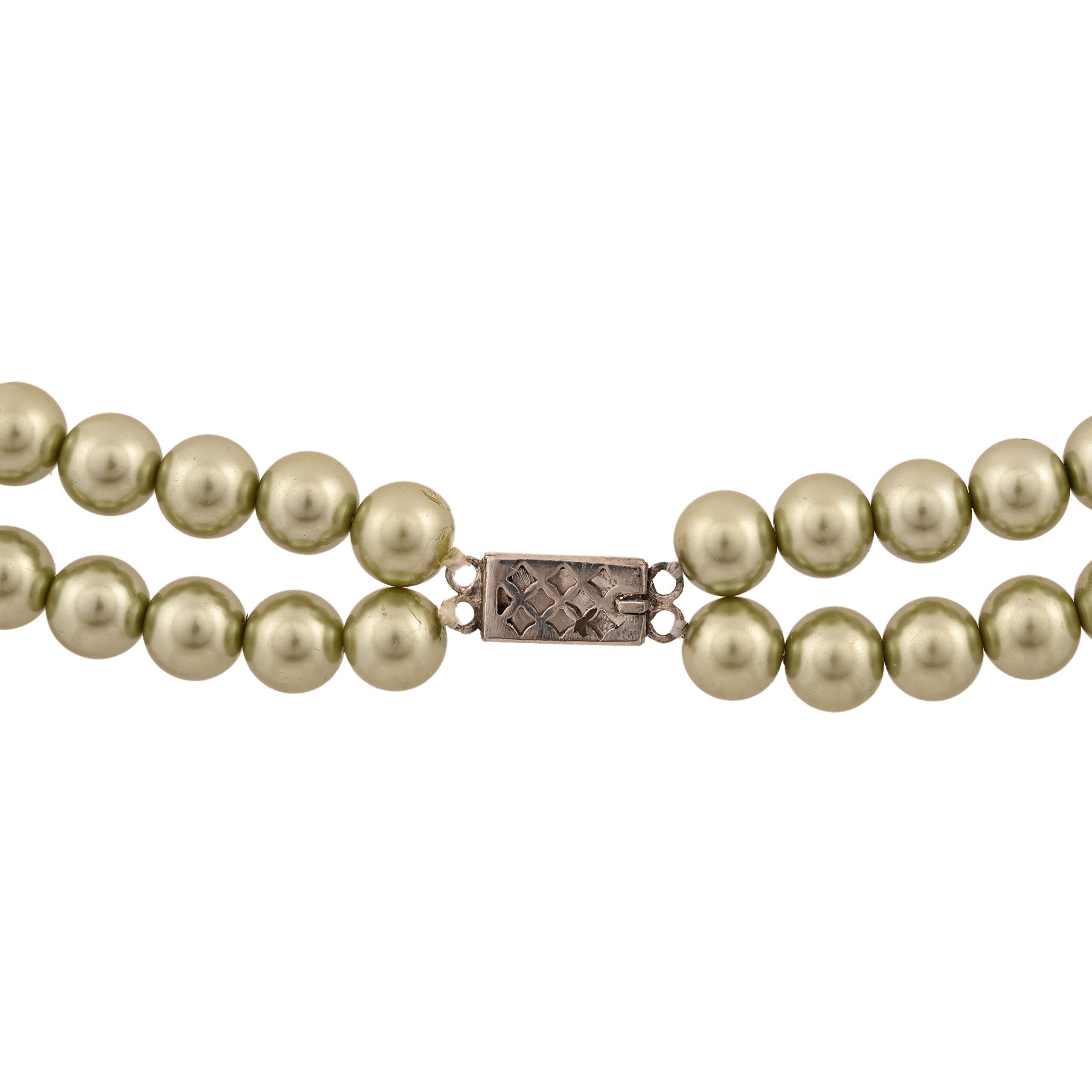 Ratnavali Jewels Imitation Pearl 10MM Bead Size Double Strand Necklace Pearl Moti Mala Jewellery Set with Earrings for Women Girls