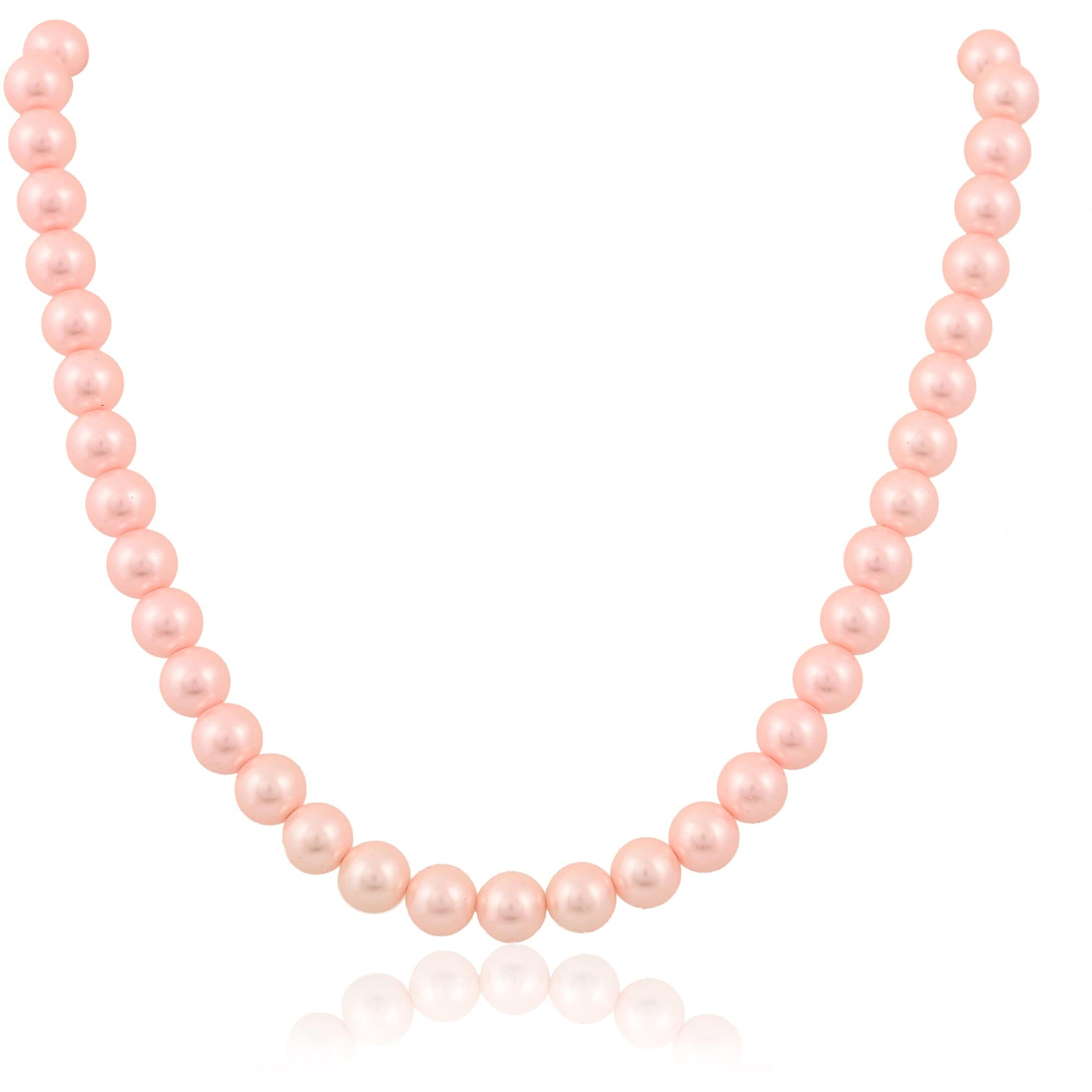 Ratnavali Jewels Imitation Pearl 10MM Bead Size Strand Necklace Pearl Moti Mala Jewellery Set with Earrings for Women Girls