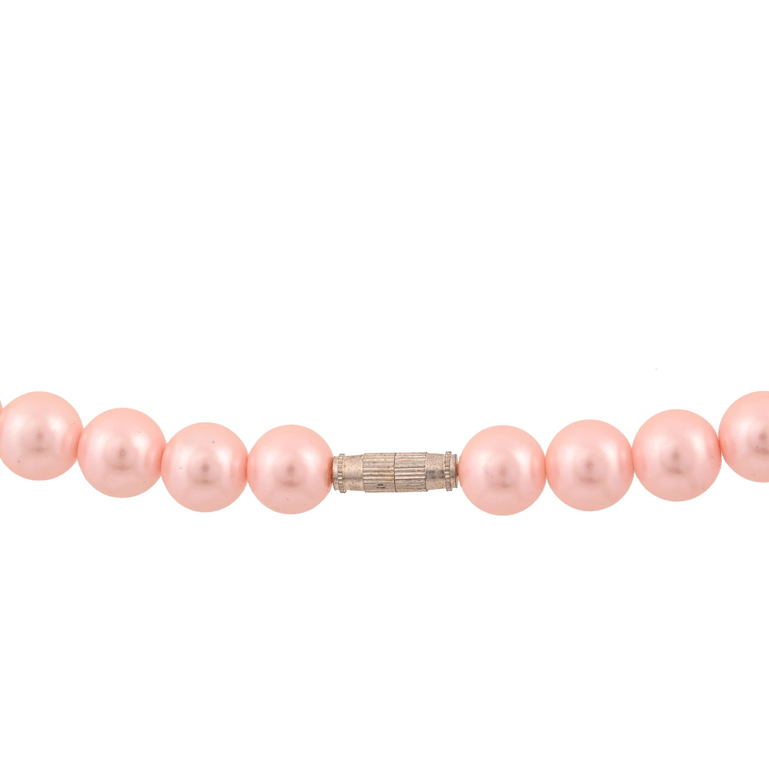 Ratnavali Jewels Imitation Pearl 10MM Bead Size Strand Necklace Pearl Moti Mala Jewellery Set with Earrings for Women Girls