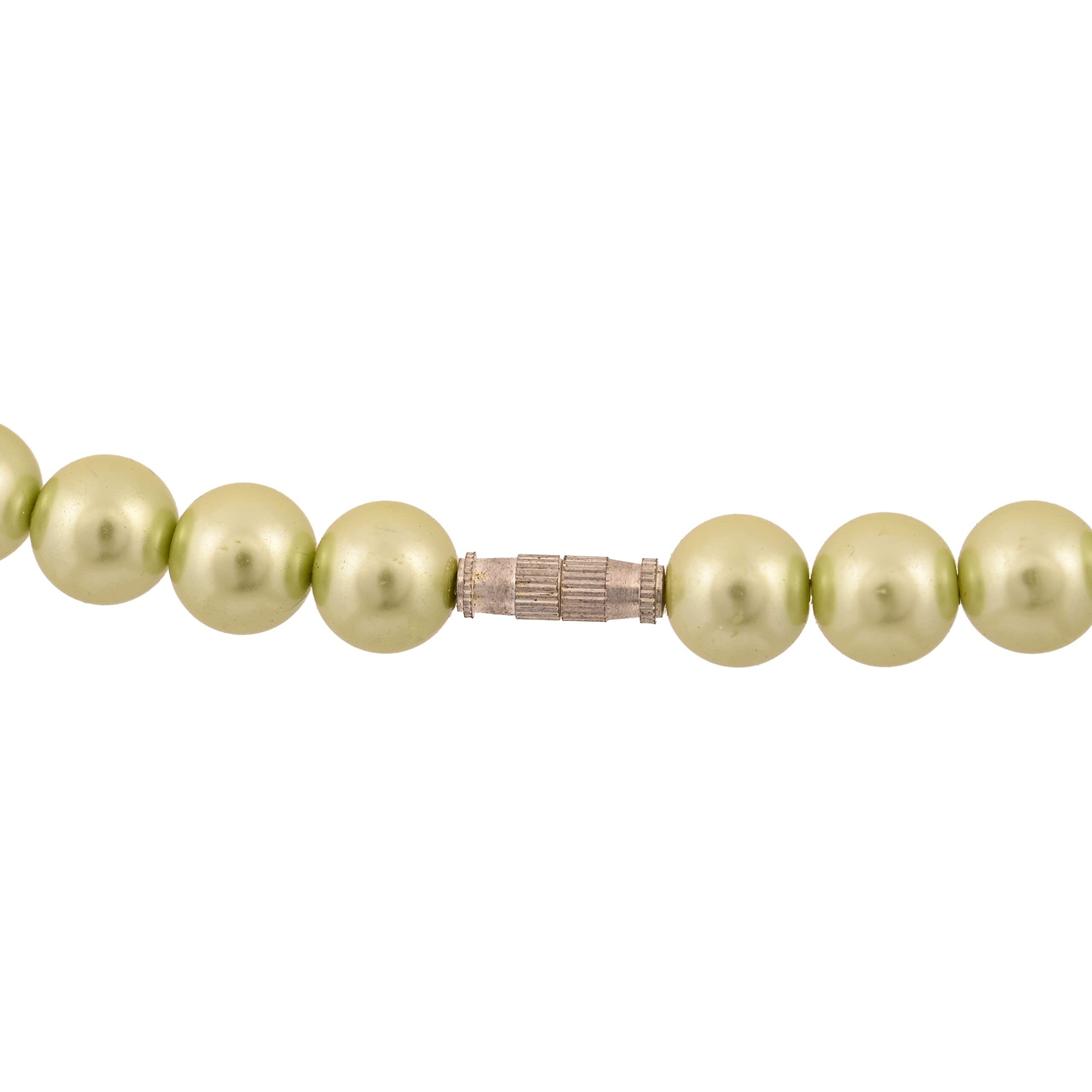 Ratnavali Jewels Imitation Pearl 10MM Bead Size Strand Necklace Pearl Moti Mala Jewellery Set with Earrings for Women Girls