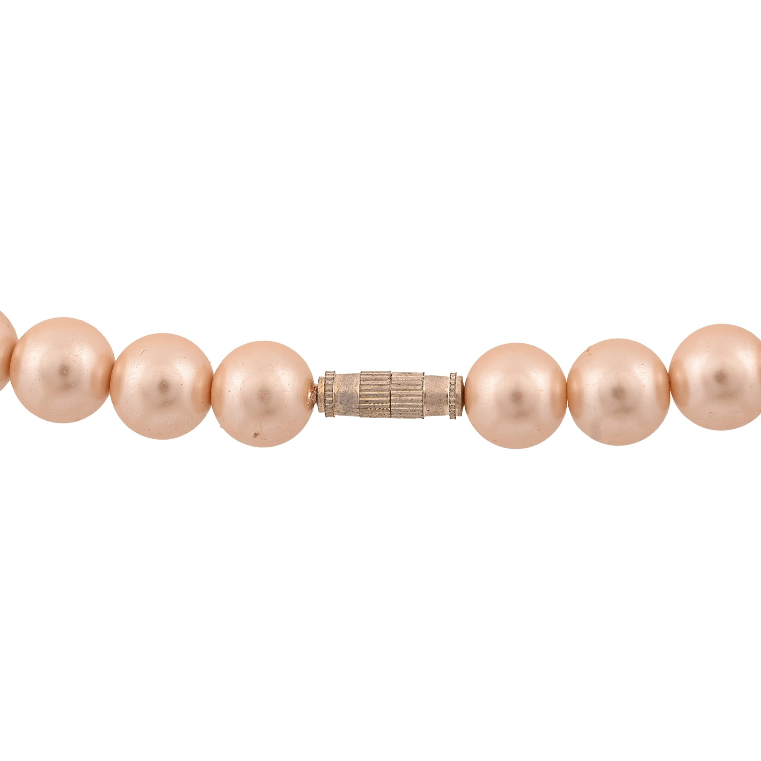 Ratnavali Jewels Imitation Pearl 10MM Bead Size Strand Necklace Pearl Moti Mala Jewellery Set with Earrings for Women Girls
