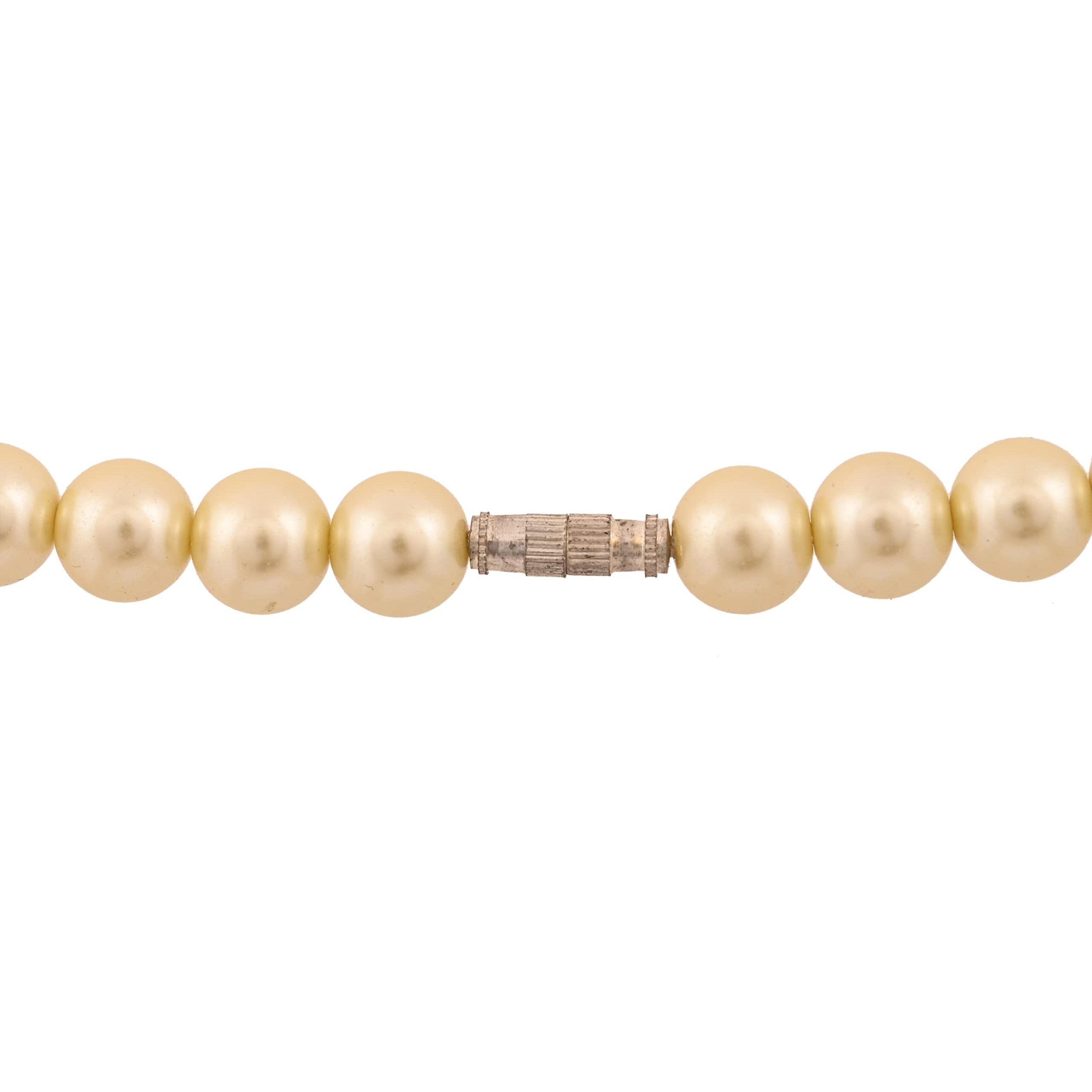 Ratnavali Jewels Imitation Pearl 10MM Bead Size Strand Necklace Pearl Moti Mala Jewellery Set with Earrings for Women Girls