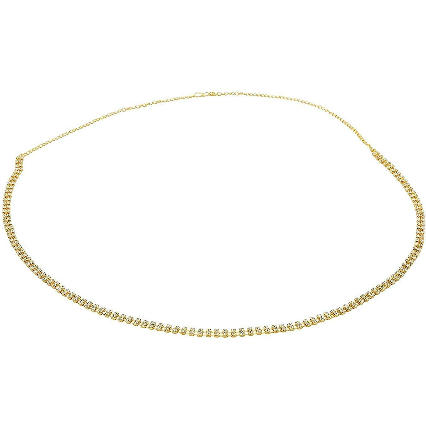 Handicraft Kottage Traditional gold polished kamarpatta, Kamar chain, Kardhani, bellychain, waist chain, hip chain, Kamarband, ottiyanam vaddanam, waist jewellery for women and Girls (double)