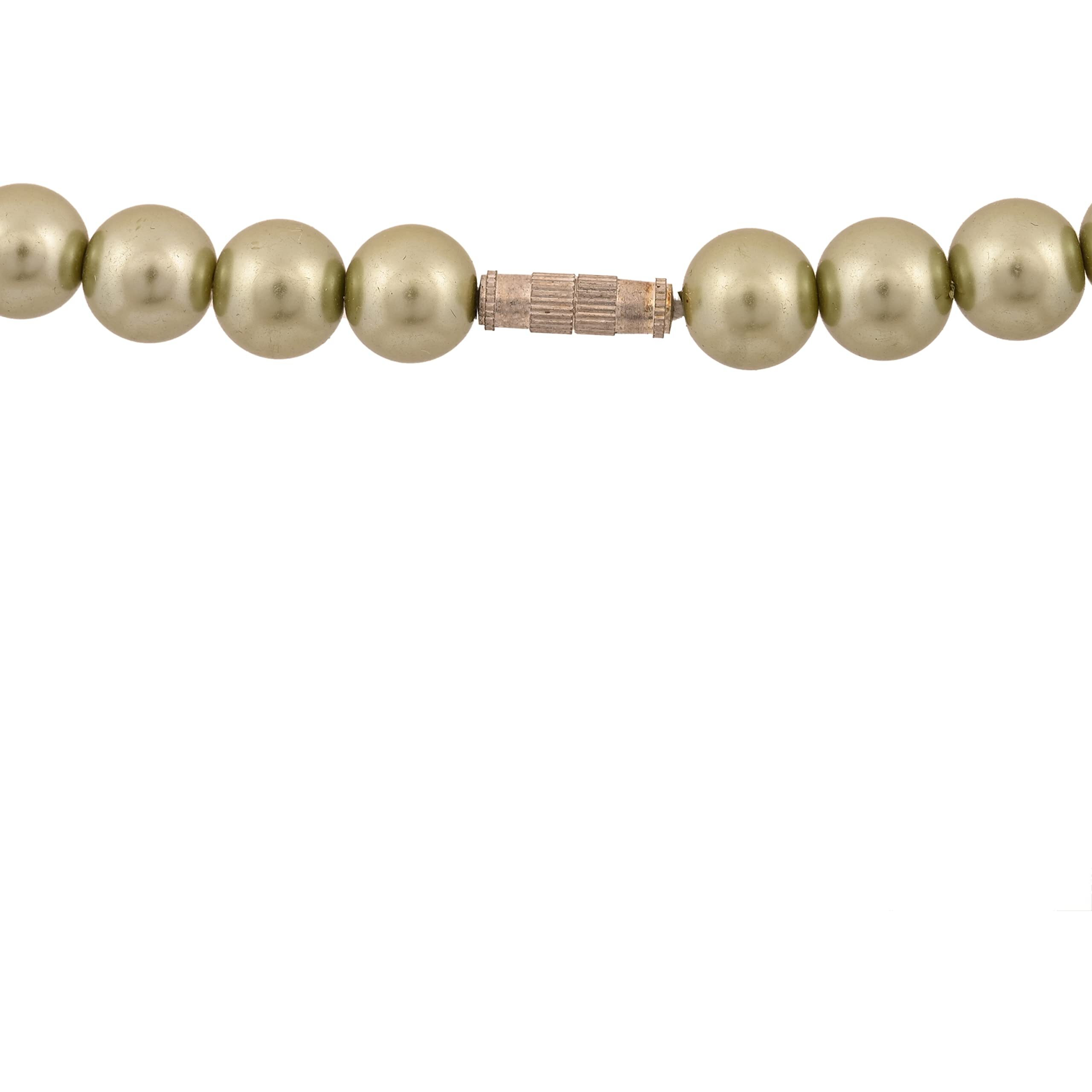 Ratnavali Jewels Imitation Pearl 10MM Bead Size Strand Necklace Pearl Moti Mala Jewellery Set with Earrings for Women Girls