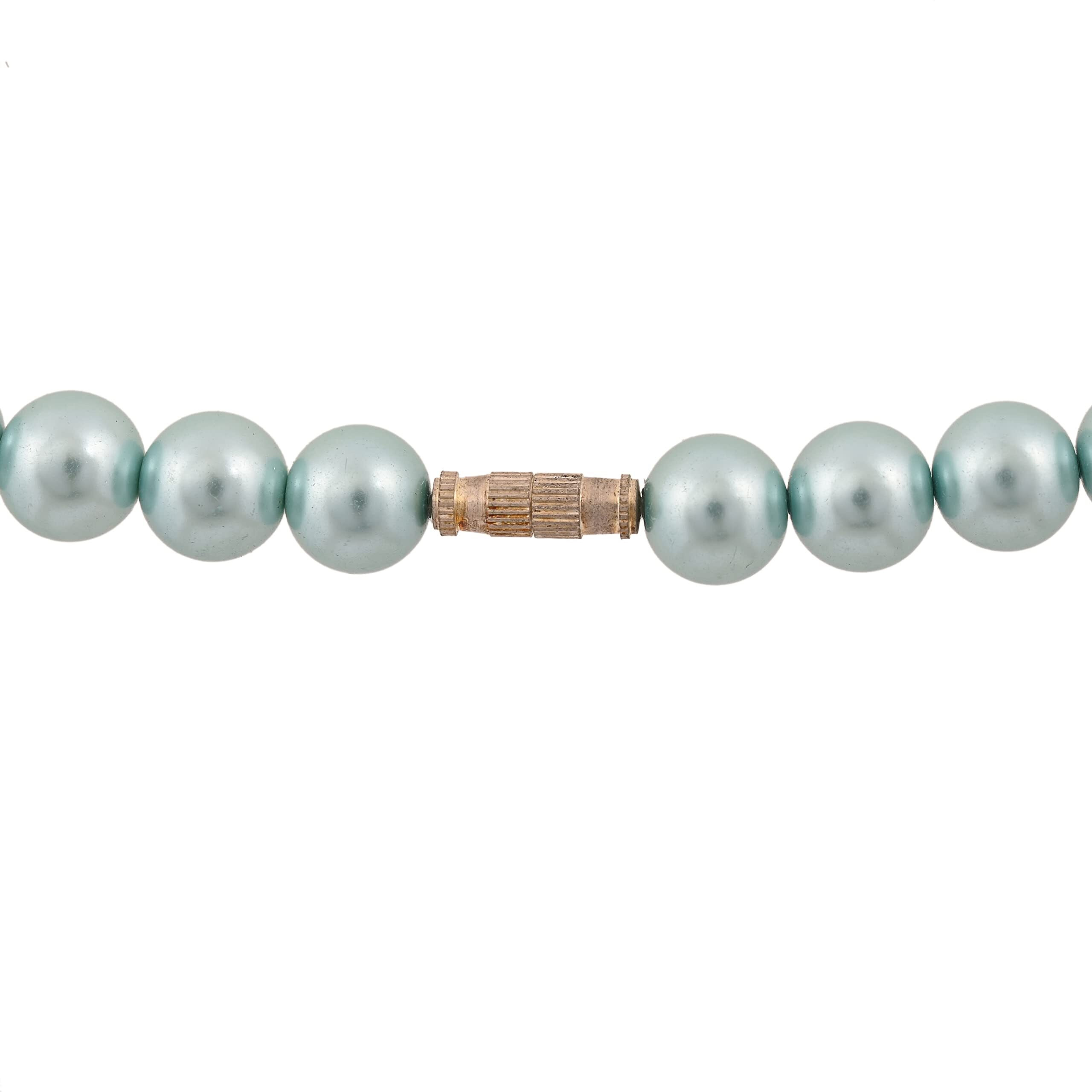Ratnavali Jewels Imitation Pearl 10MM Bead Size Strand Necklace Pearl Moti Mala Jewellery Set with Earrings for Women Girls