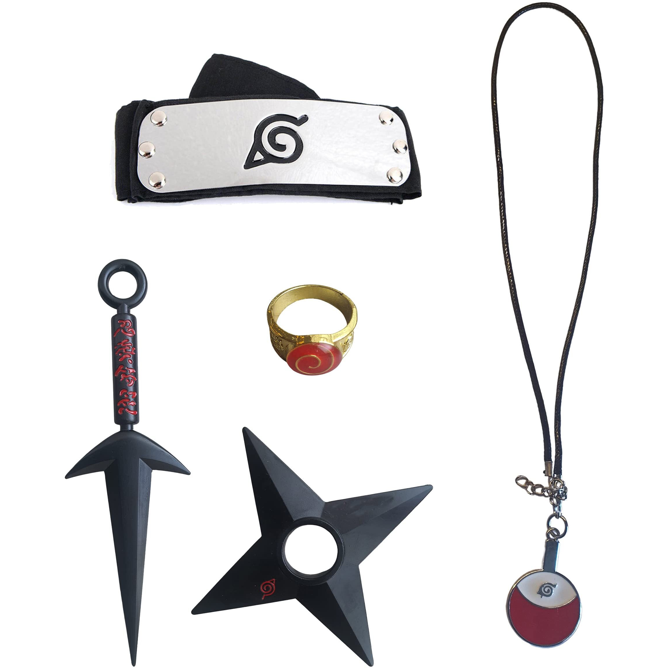 Store2508 Headband Ring Pendant Necklace Toy Weapon Shuriken Toy Set Of 5 Pcs Multicolor, Adult
