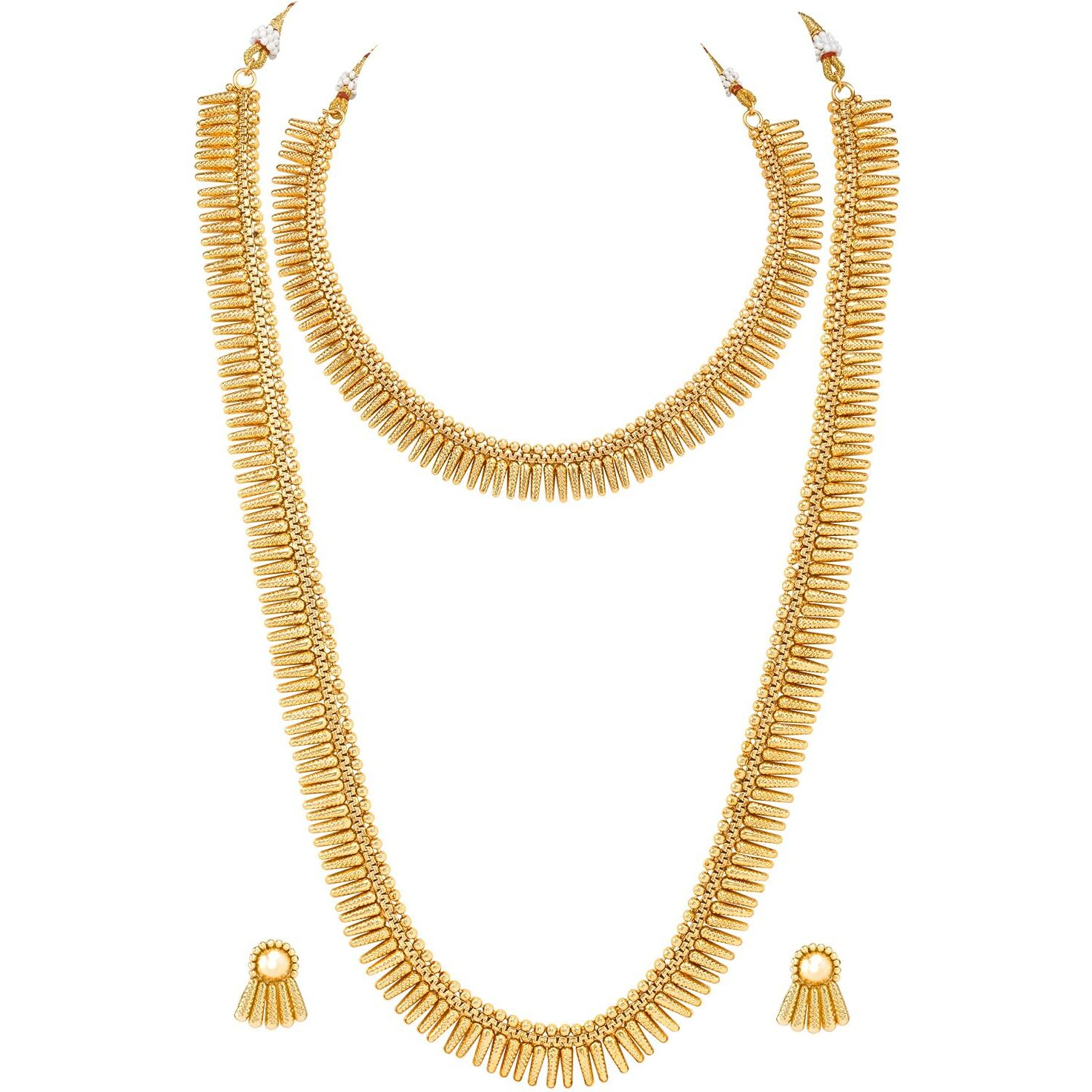 Peora Gold Plated Traditional Choker Long Necklace and Earrings Set Maharani Haar Ethnic Jewellery Set for Women & Girls
