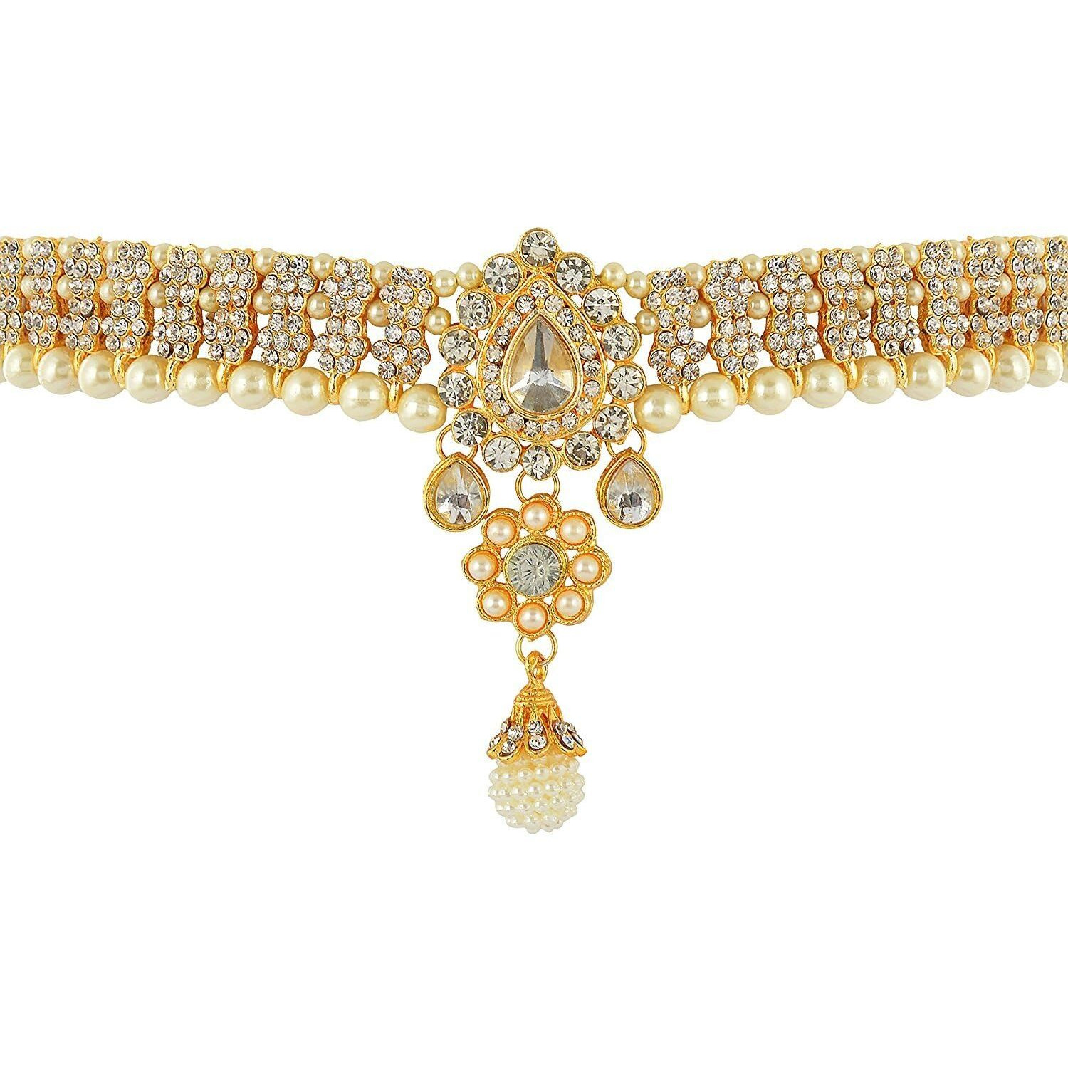 Handicraft Kottage Gold Plated Pearl with Multi Color Stone Belly Chain for Women (Style 18)