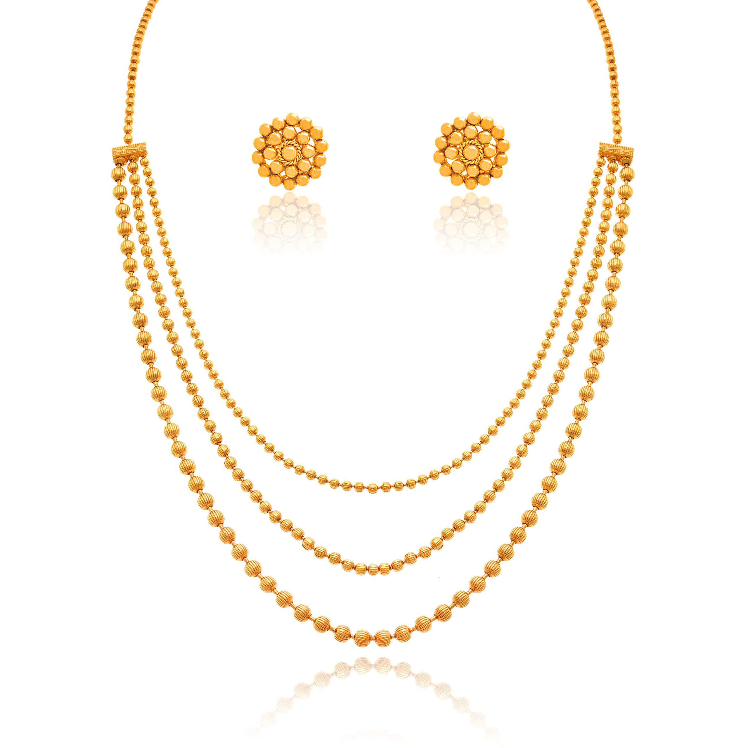 JFL - Jewellery for Less Gold Plated Necklace & Earrings Set For Women (Golden)