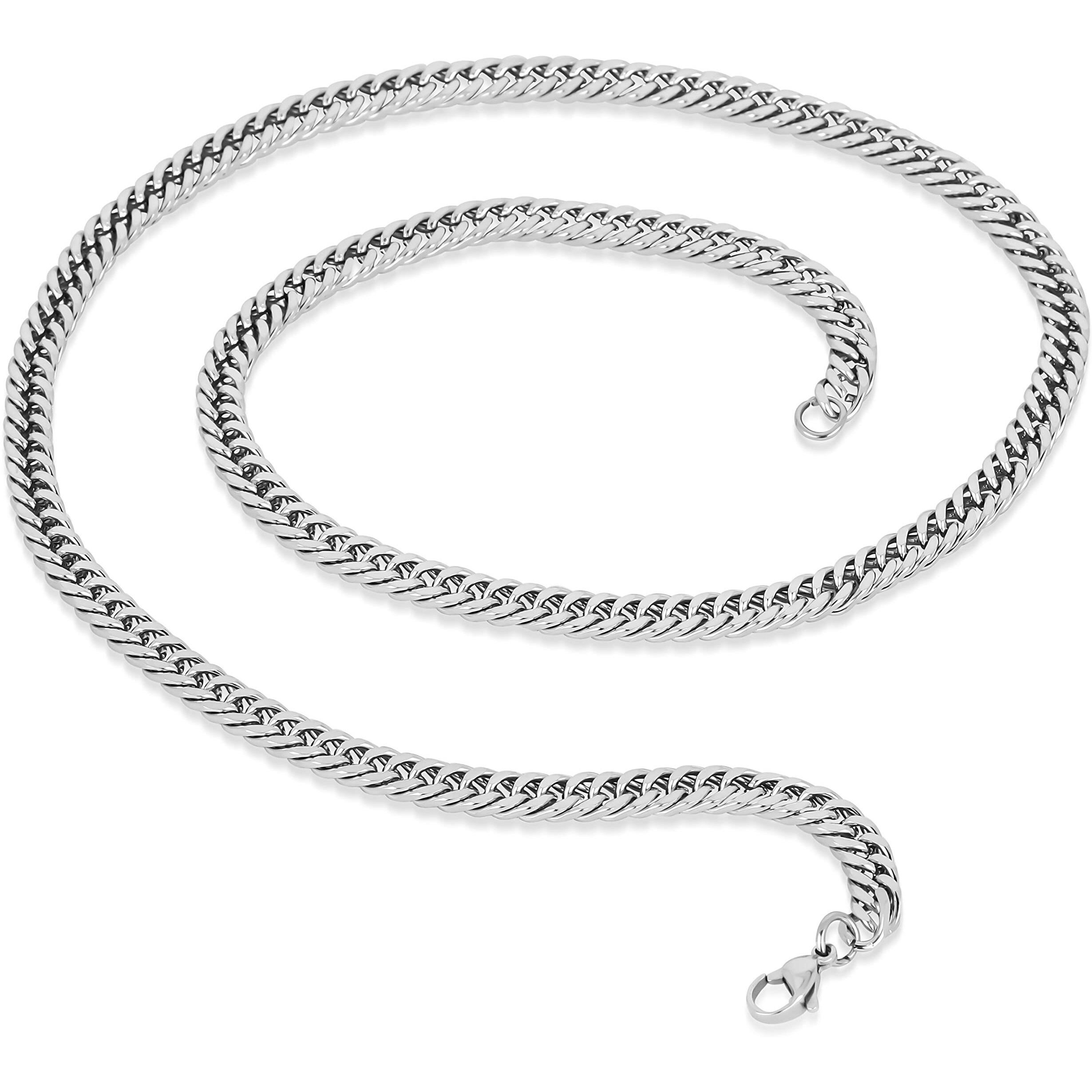 Fashion Frill Mens Jewellery Silver Chain For Men Stainless Steel Neckalce Silver Plated Silver Chain Silver Chain For Men Boys Royal & Fancy Curb Design 20 inches