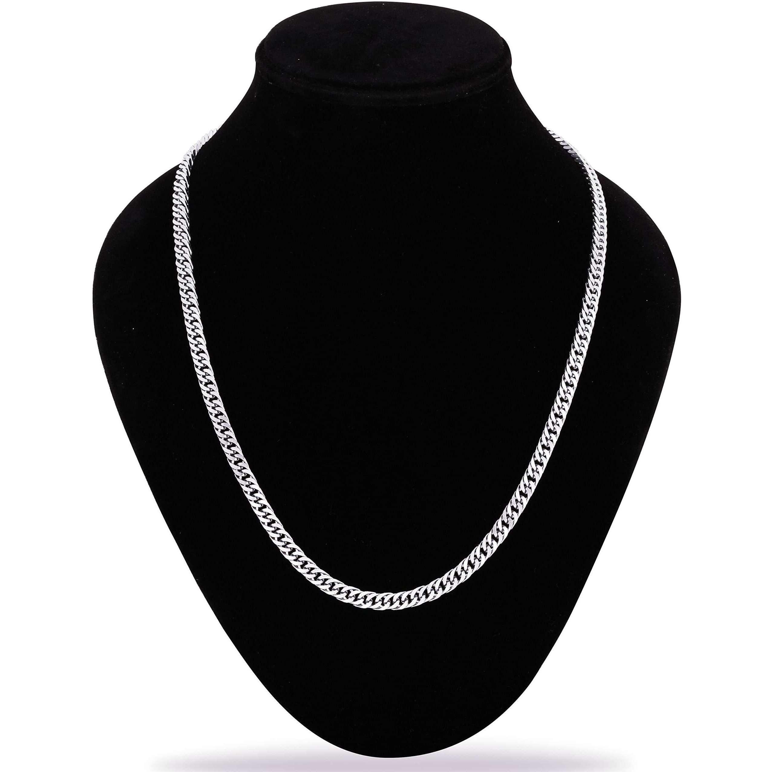 Fashion Frill Mens Jewellery Silver Chain For Men Stainless Steel Neckalce Silver Plated Silver Chain Silver Chain For Men Boys Royal & Fancy Curb Design 20 inches