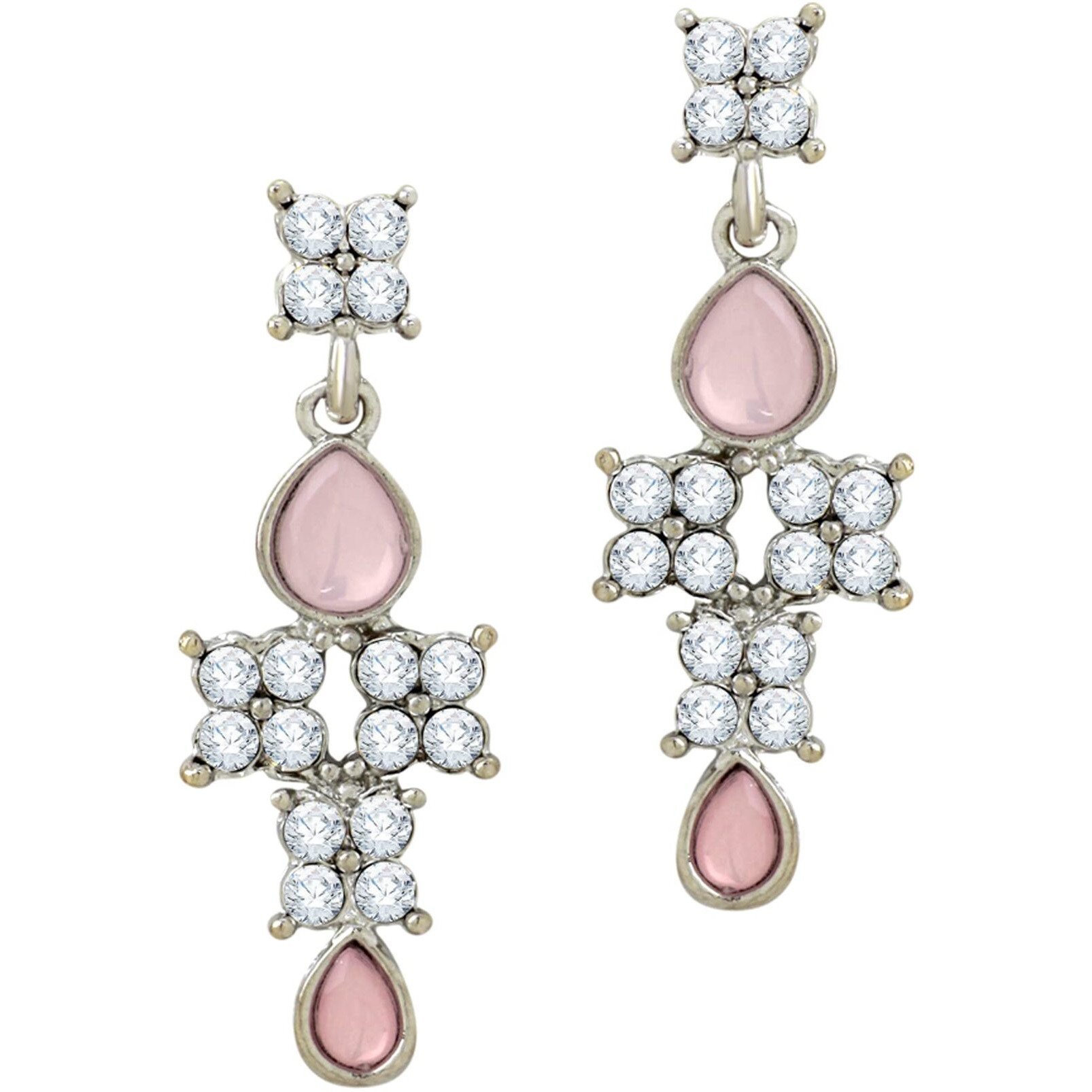 Atasi International Silver Plated Mint Pink Crystal Necklace Jewellery Set with Earrings for Women & Girls for Party & Wedding Collection (RMP5708)