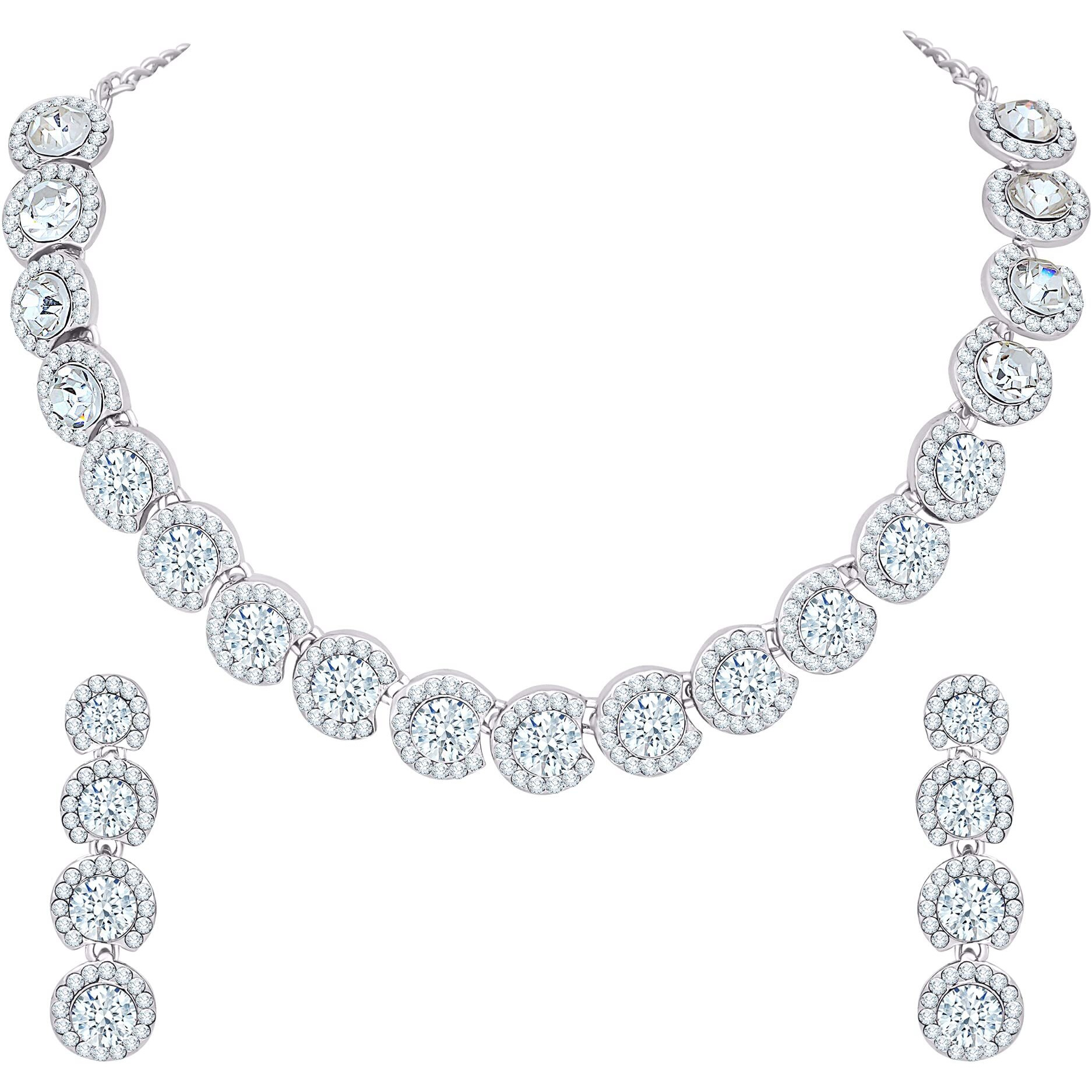 Atasi International Divasa Diamond Silver Plated Alloy Choker Necklace Set with Earrings For Women (R5460)