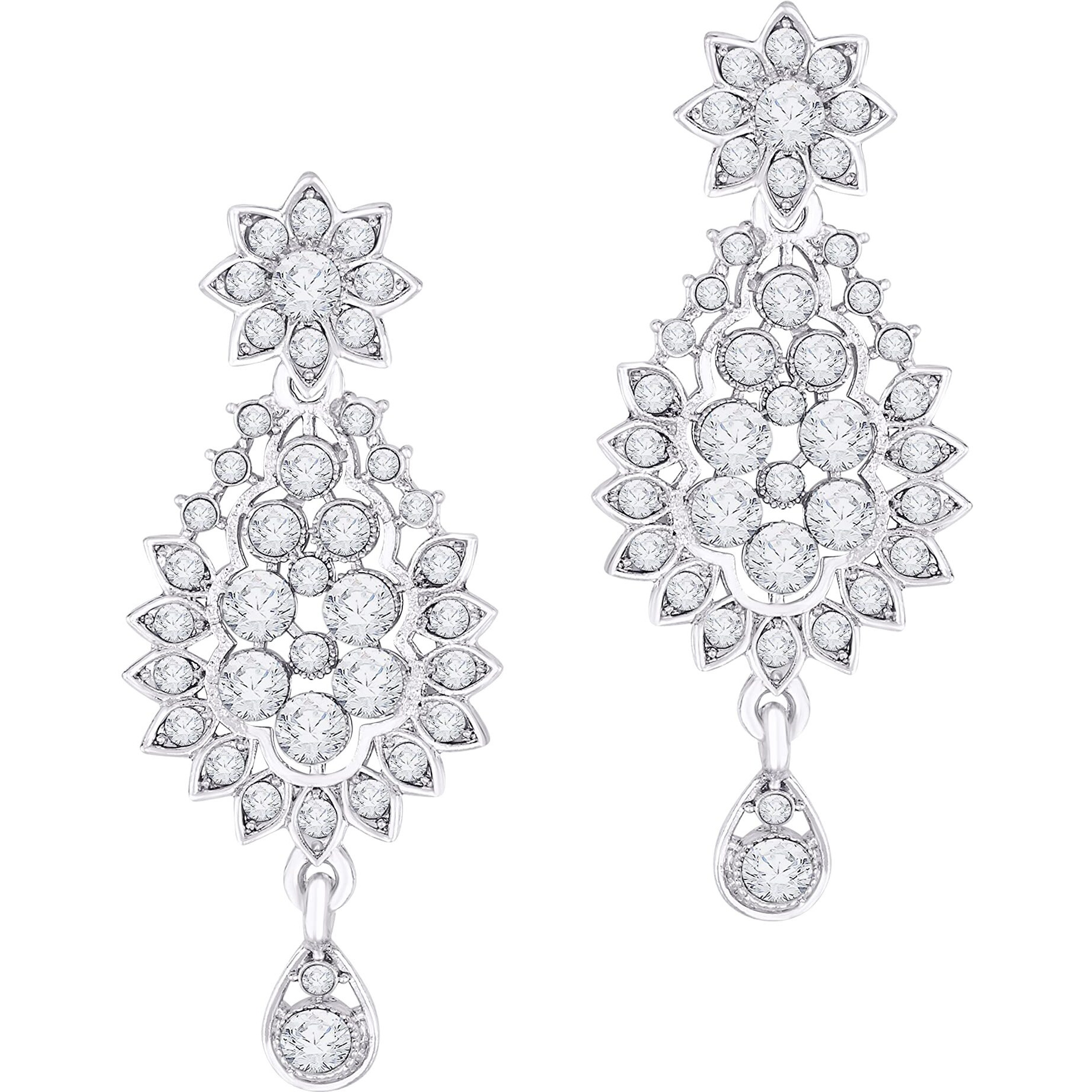 Atasi International Silver Plated Viva Sparkle Alloy Choker Necklace Set with Earrings and Maang Tikka - Weddings, Parties, and Festivals (R5406) For Women