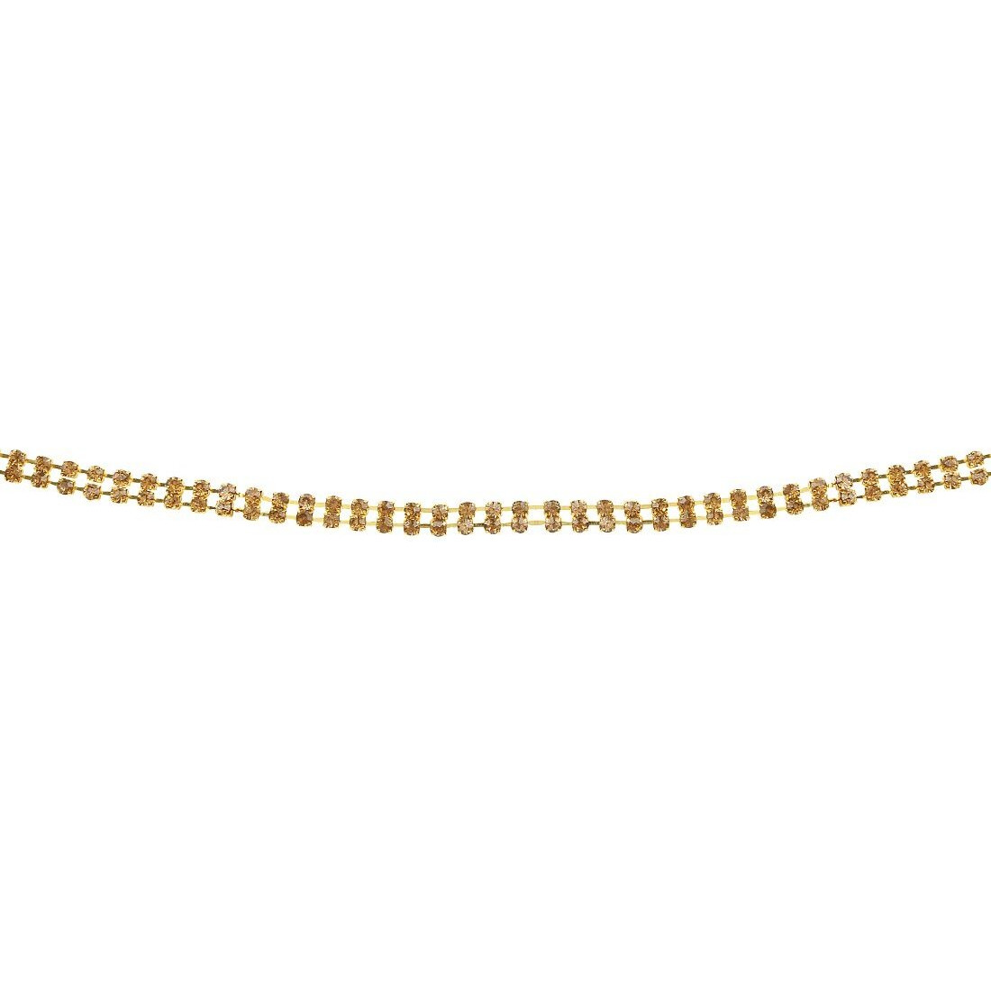 ACCESSHER 2 Line Stone White Brass Waist Hoop Waistbelt/Kamarband for Women (Gold-Brown)