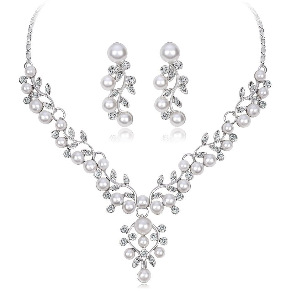 Shining Diva Fashion Silver Plated Stylish Traditional Pearl Necklace Jewellery Set for Women (9578s)