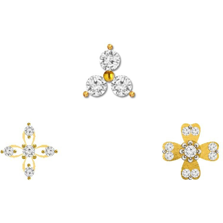 Comet Busters Floral Nose Studs Stick Ons Self Adhesive Non Piercing Nose Studs (Nosestud010)