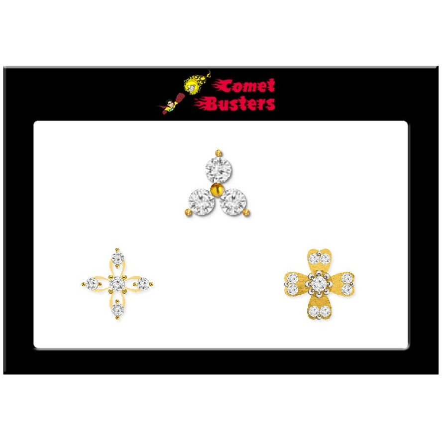 Comet Busters Floral Nose Studs Stick Ons Self Adhesive Non Piercing Nose Studs (Nosestud010)