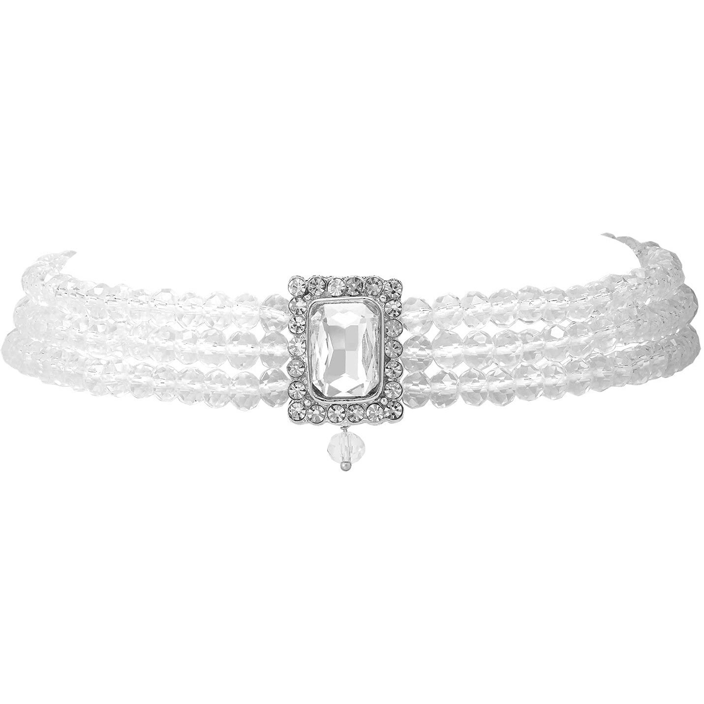 I Jewels Silver Plated Traditional Stone Pearl Choker Necklace Jewellery Set For Women/Girls (ML237ZS)