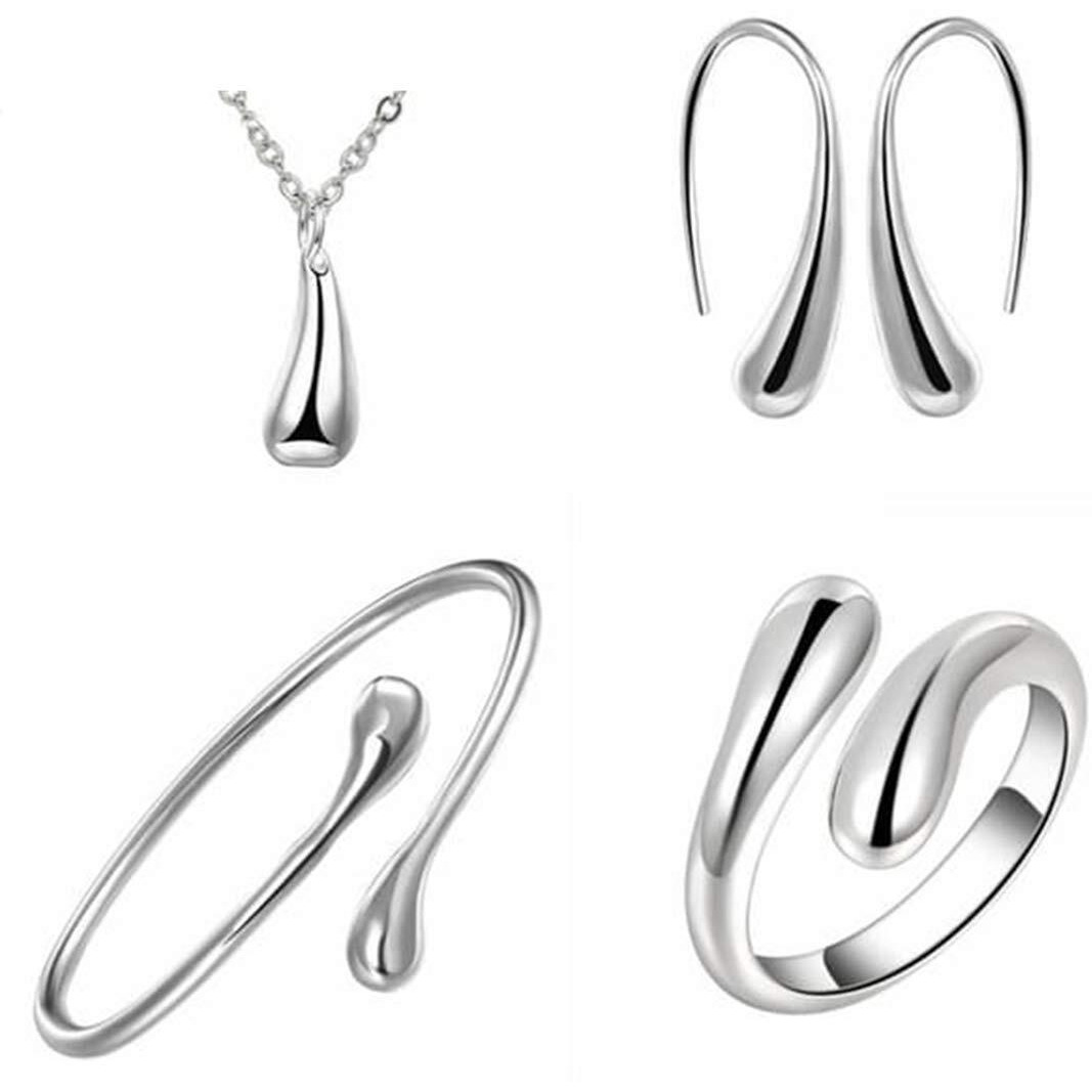 Peora Stylish 925 Sterling Silver Plated Jewellery Set for Women Girls