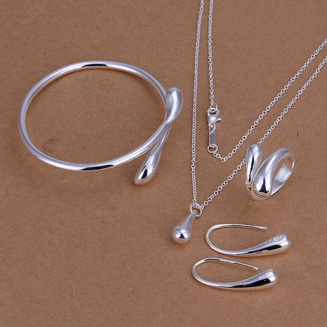 Peora Stylish 925 Sterling Silver Plated Jewellery Set for Women Girls