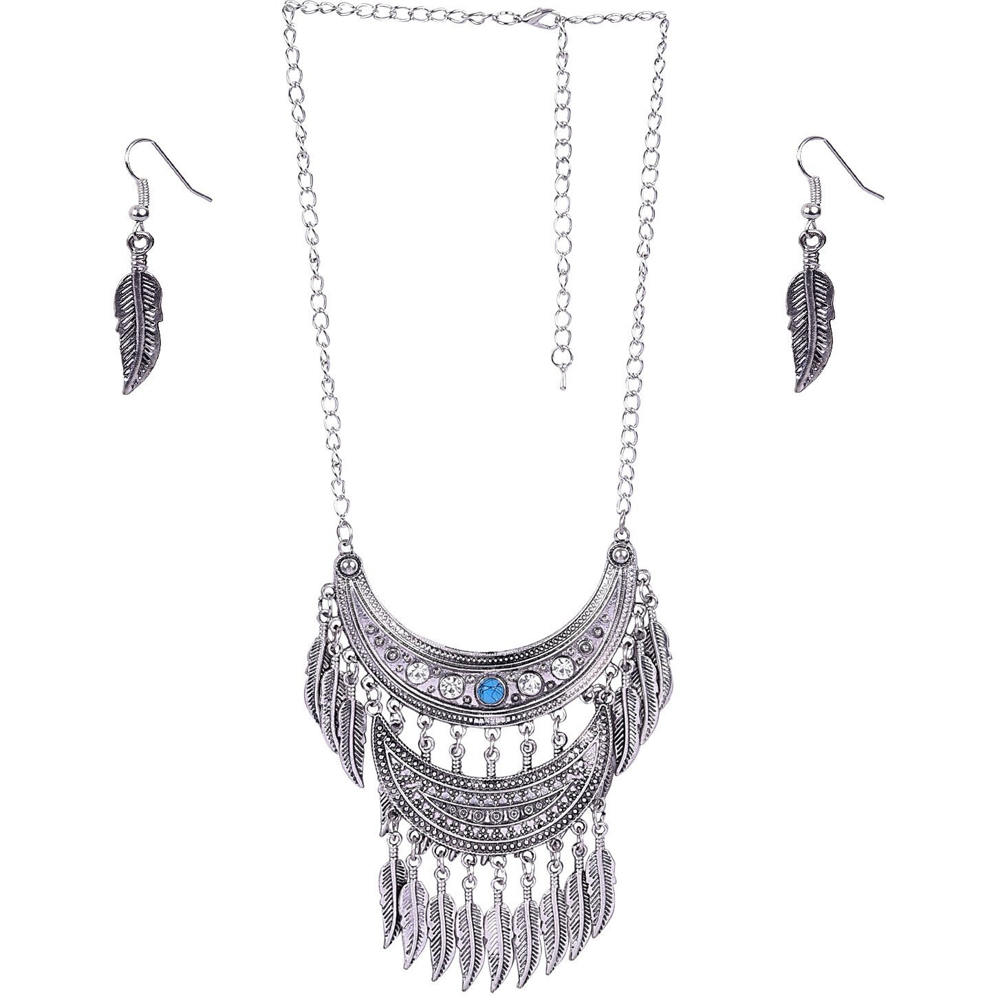 Aaishwarya Antique silver Half Moon designed Tassel Oxidised Necklace Set For Women/Girls
