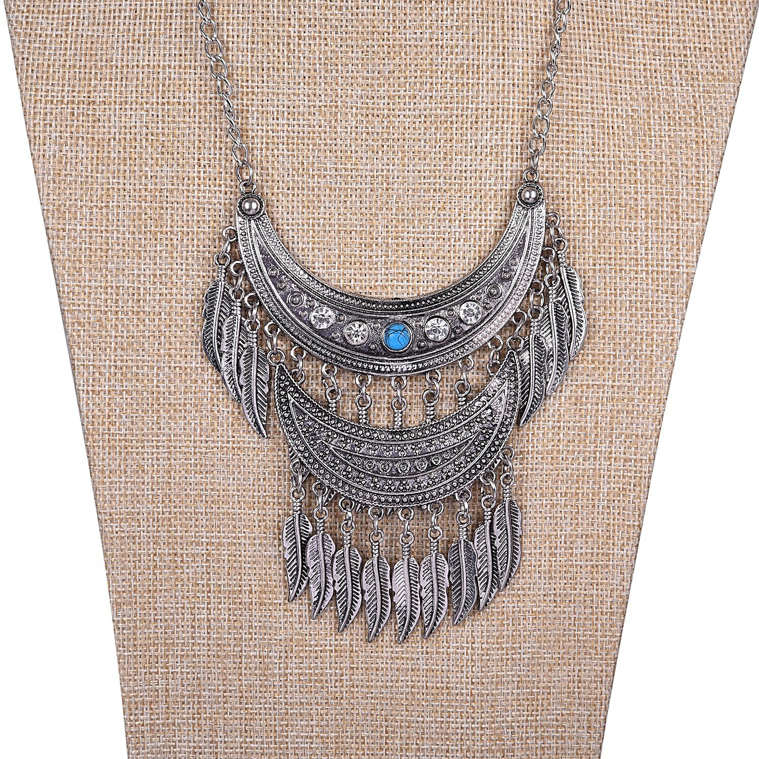 Aaishwarya Antique silver Half Moon designed Tassel Oxidised Necklace Set For Women/Girls