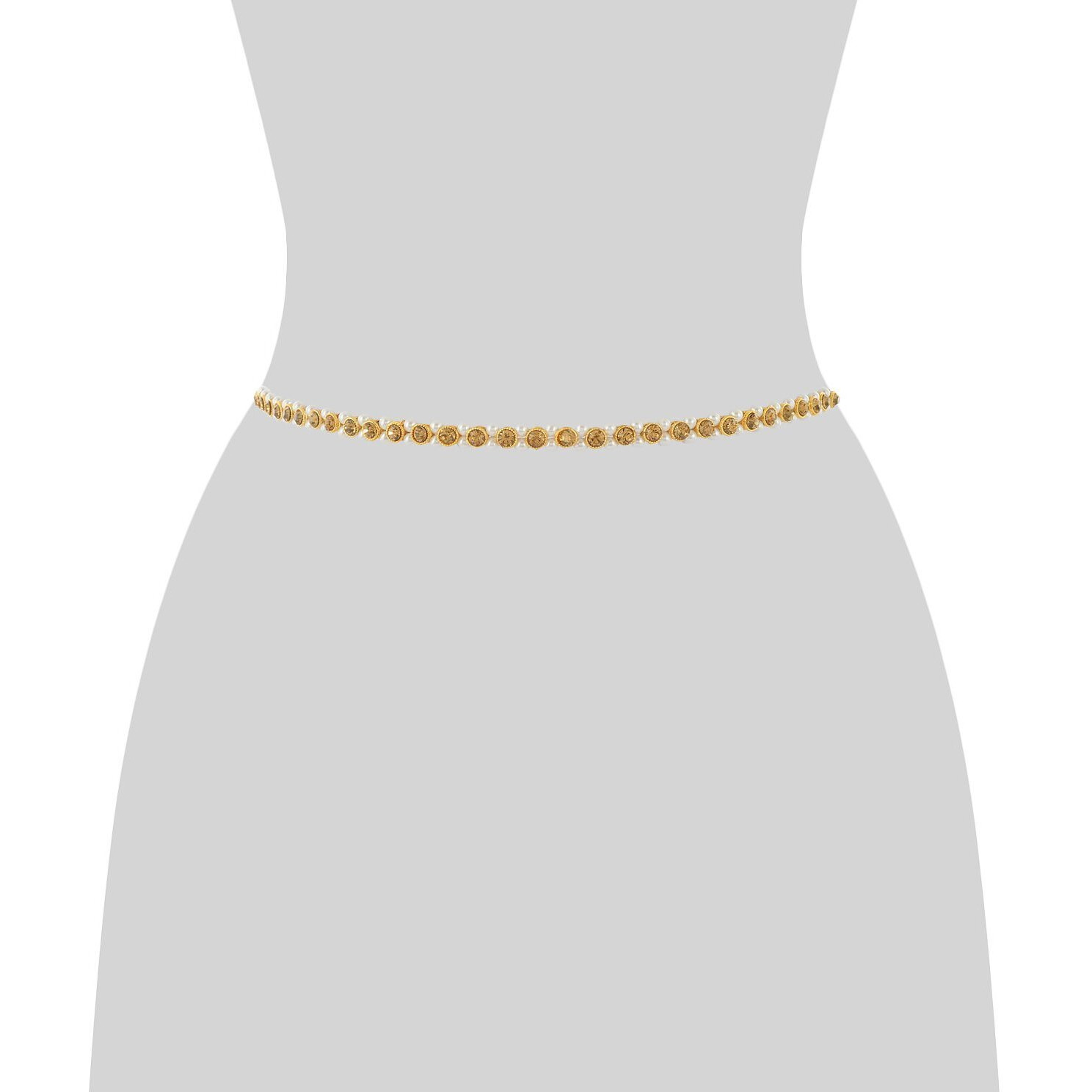 Handicraft Kottage Gold Metal with Stone Belly Chain for Women, Girls (HK-BLCA-20172)