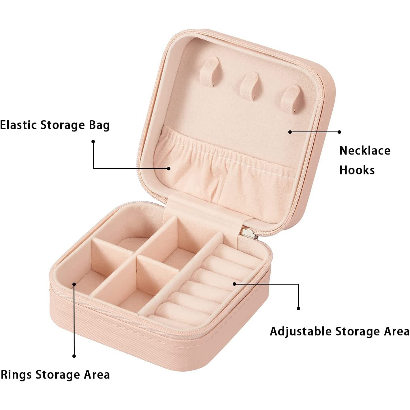 Fariox PU Leather Small Jewelry Box, Travel Portable Jewelry Case for Ring, Pendant, Earring, Necklace, Bracelet Organizer Storage Holder Boxes (Pink) (Jewelry Box small)