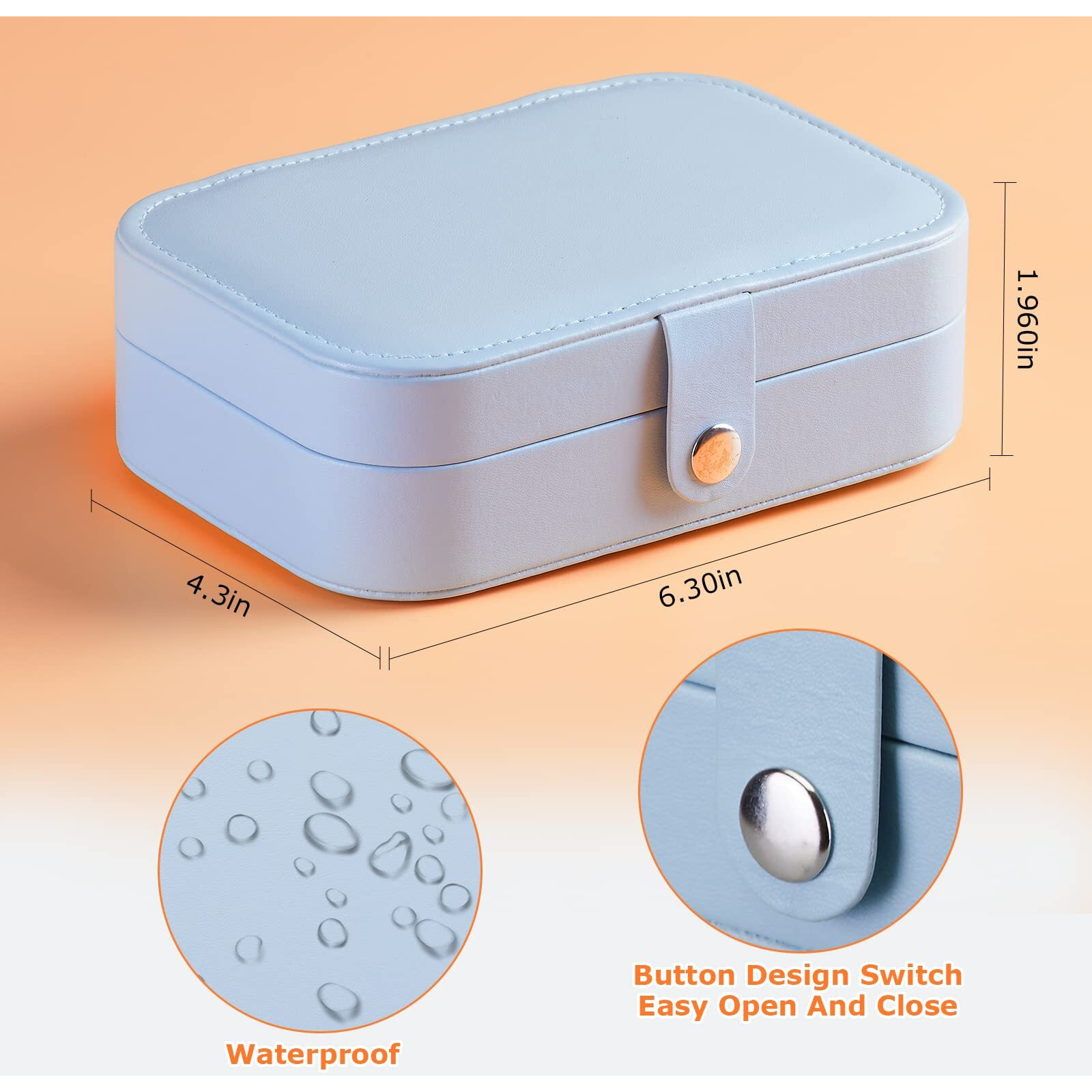 INSFIT Jewelry Box, Portable Leather Travel Jewelry Organizer Case Small Jewelry Box Storage With Four Transparent bag Jewelry Containers Gift For Girls, Blue