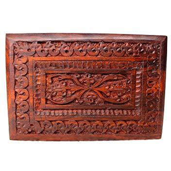 Jk Handicrafts Handmade Wooden Jewellery Box for Women Wood Jewel Organizer Hand Carved with Intricate Carvings Gift Items - 6 inches