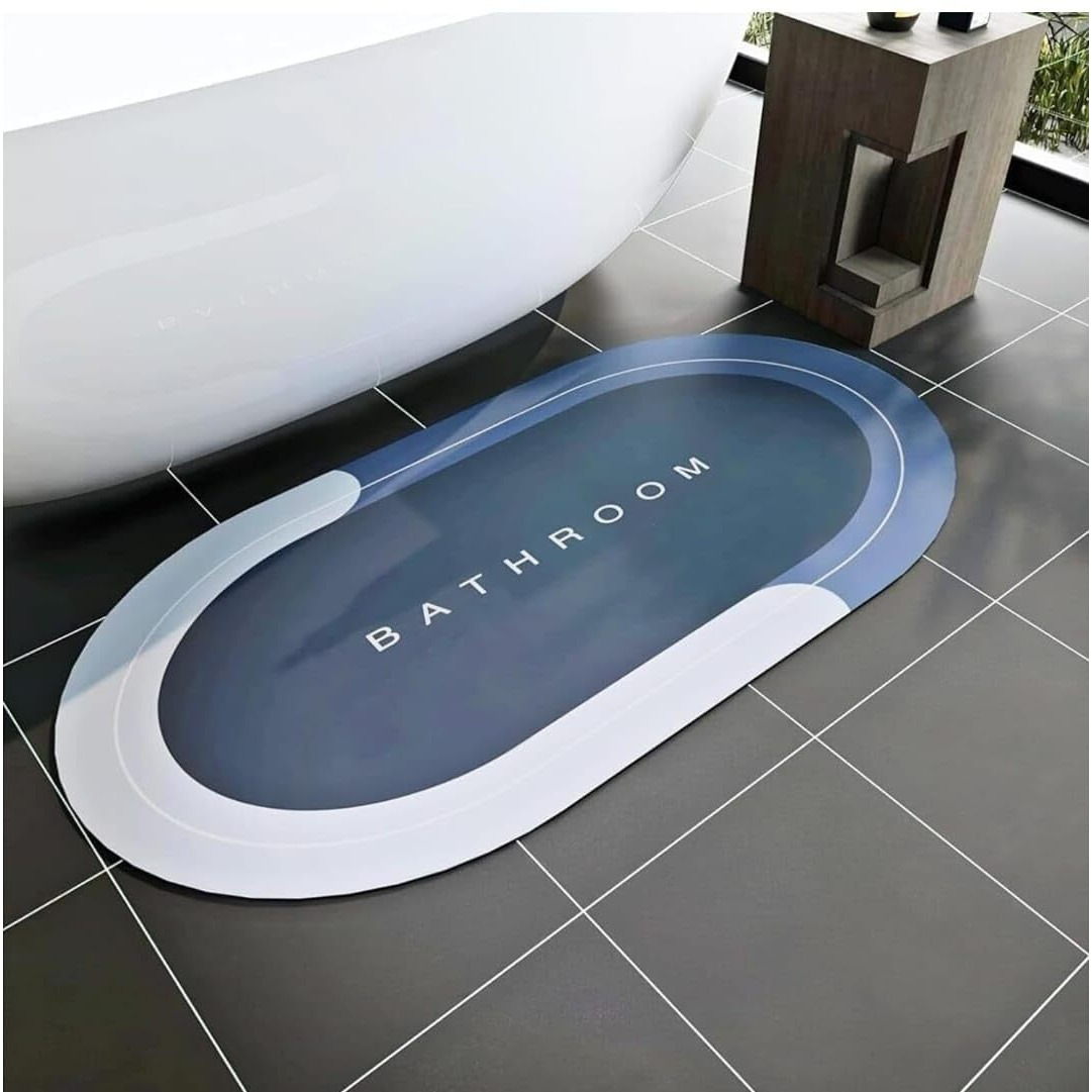 IDELLA Bathroom Mat,Door mat Door Mat, Rubber Non-Slip Quick Dry Rugs Fit Under Door Super Absorbent Thin Fashion Washable Oval Floor Bath Mat for Bathroom, Bathtub, Shower and Sink